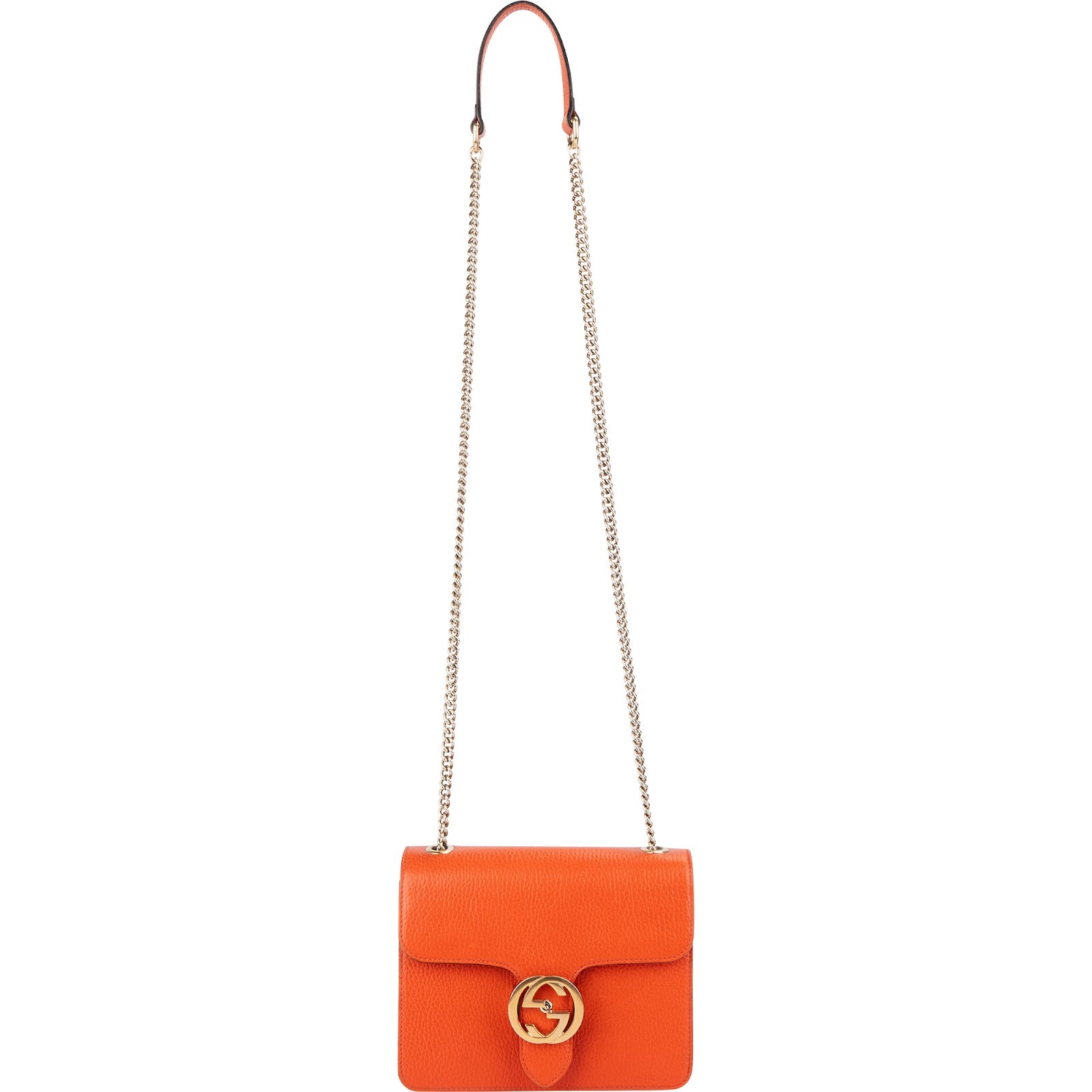 Gucci Pebbled Calfskin Interlocking GG Small Shoulder Crossbody Bag