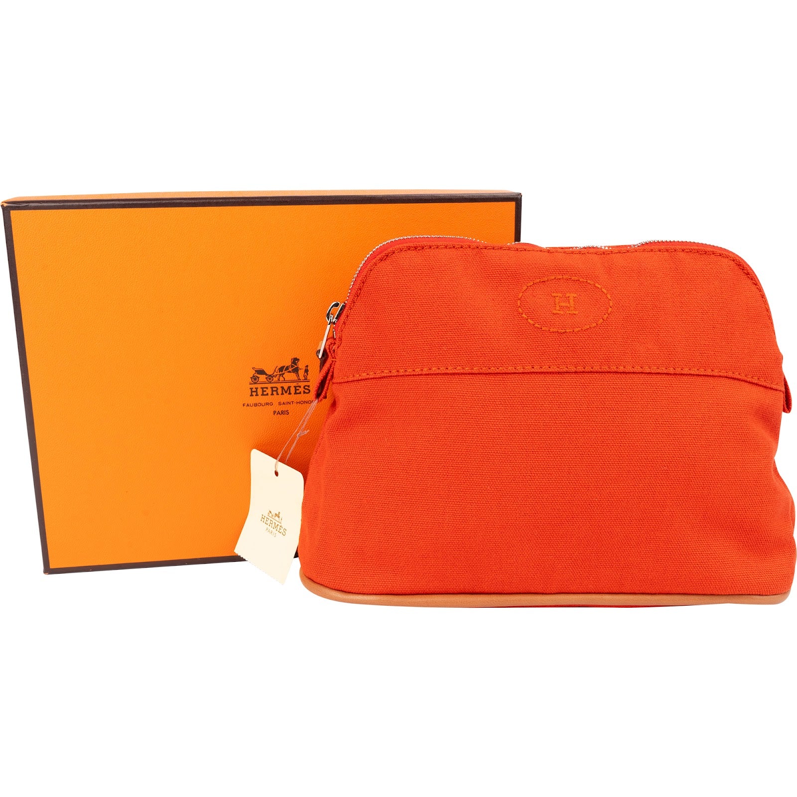 Hermès Terracota Orange Cotton Bolide Pouch