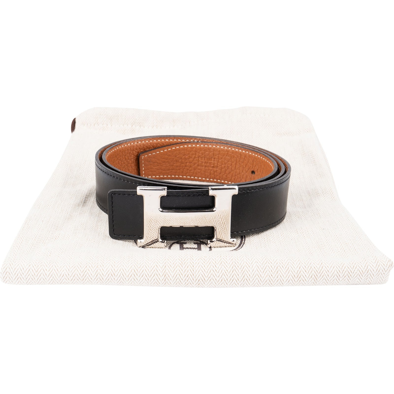 Hermès – Bicolor Reversible H Gürtel (Größe 85)