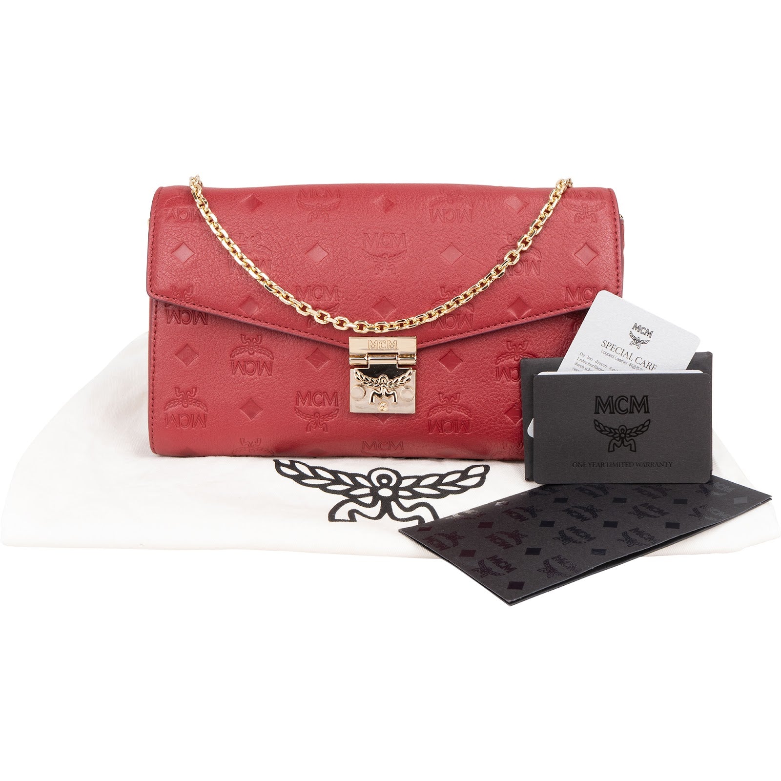 MCM Visetos Monogram Embossed Leather Millie Flap Crossbody Bag