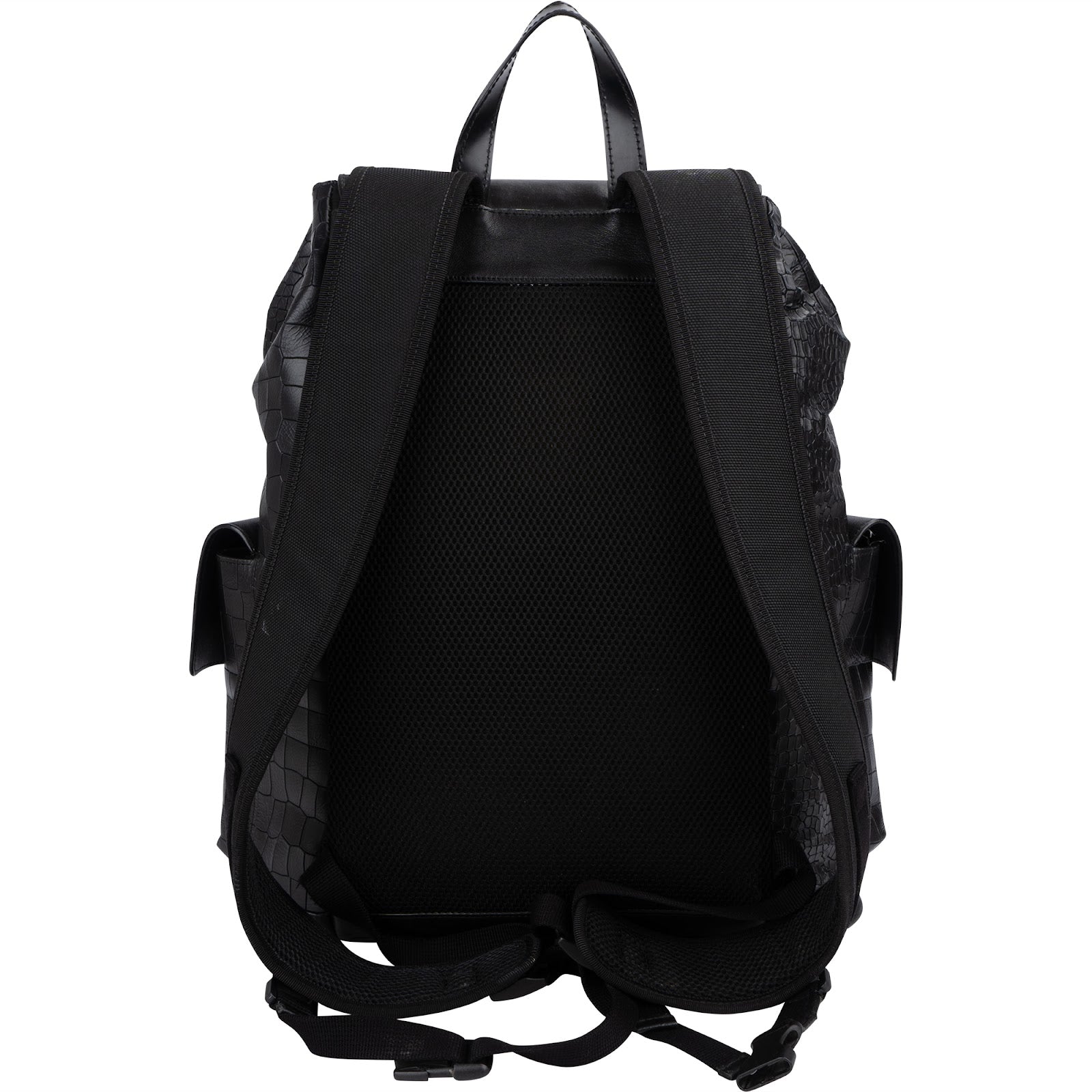 Gucci Crocodile-Embossed Leather Web Stripe Backpack