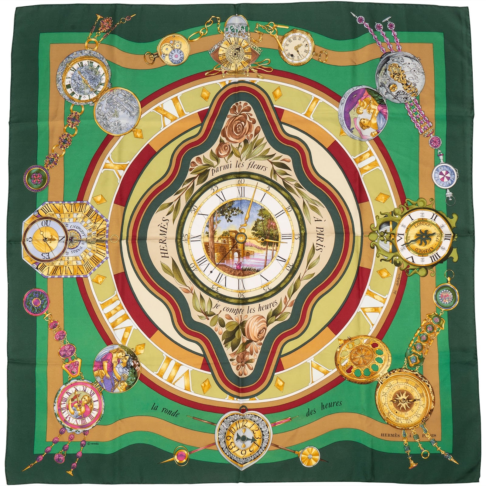 Hermès La Ronde des Heures Silk 90 Tuch
