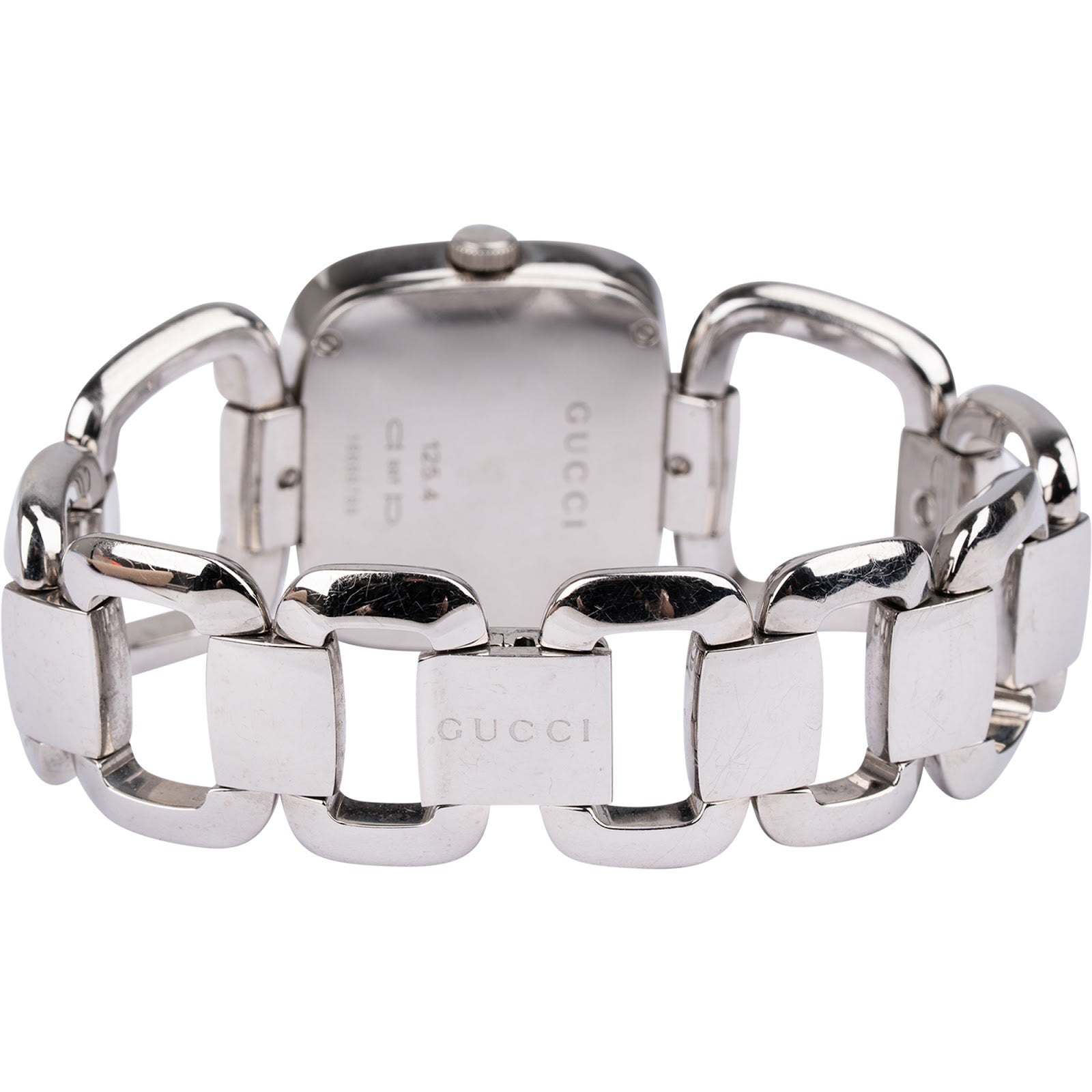 Gucci Silver Tone Horsebit 125.4 Diamonds Damenuhr