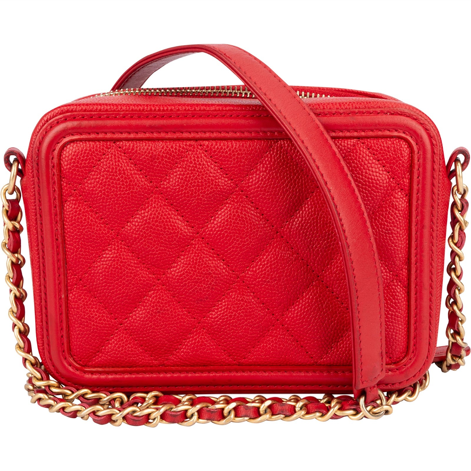 Chanel Quilted Caviar Leather Small Filigree Vanity Case Crossbody