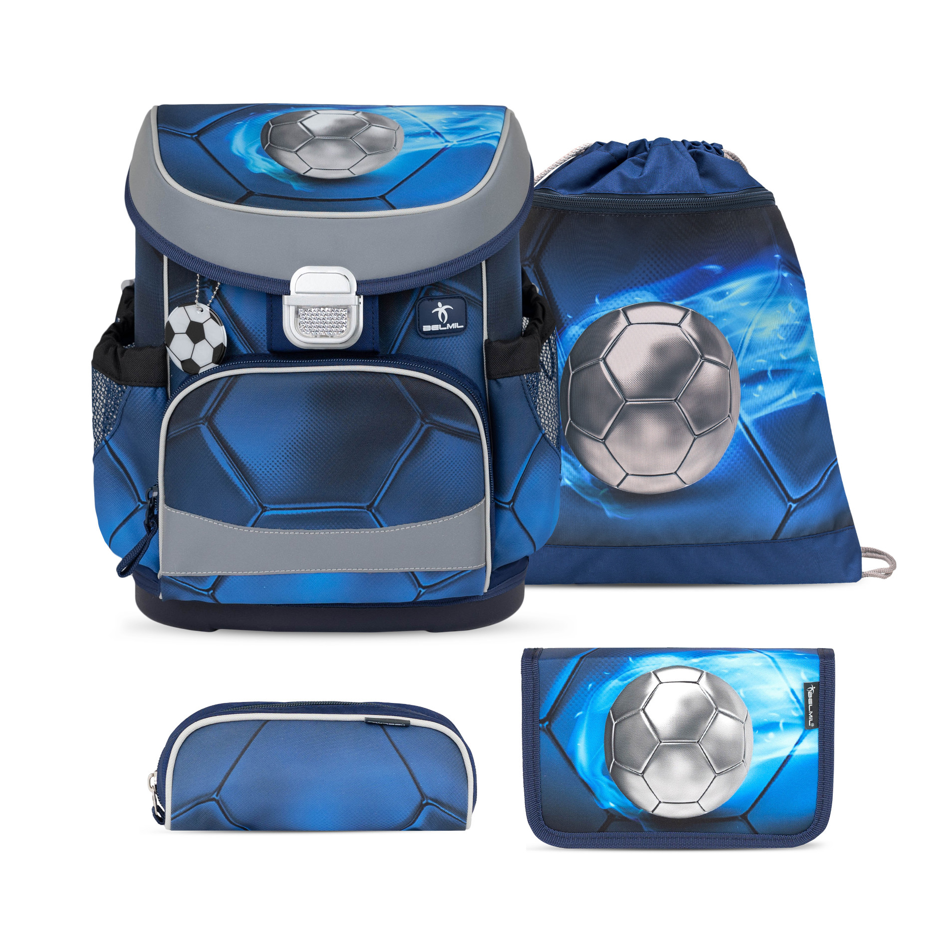 Belmil Mini-Fit ergonomisches Schulranzen-Set 4-teilig "Football 4"