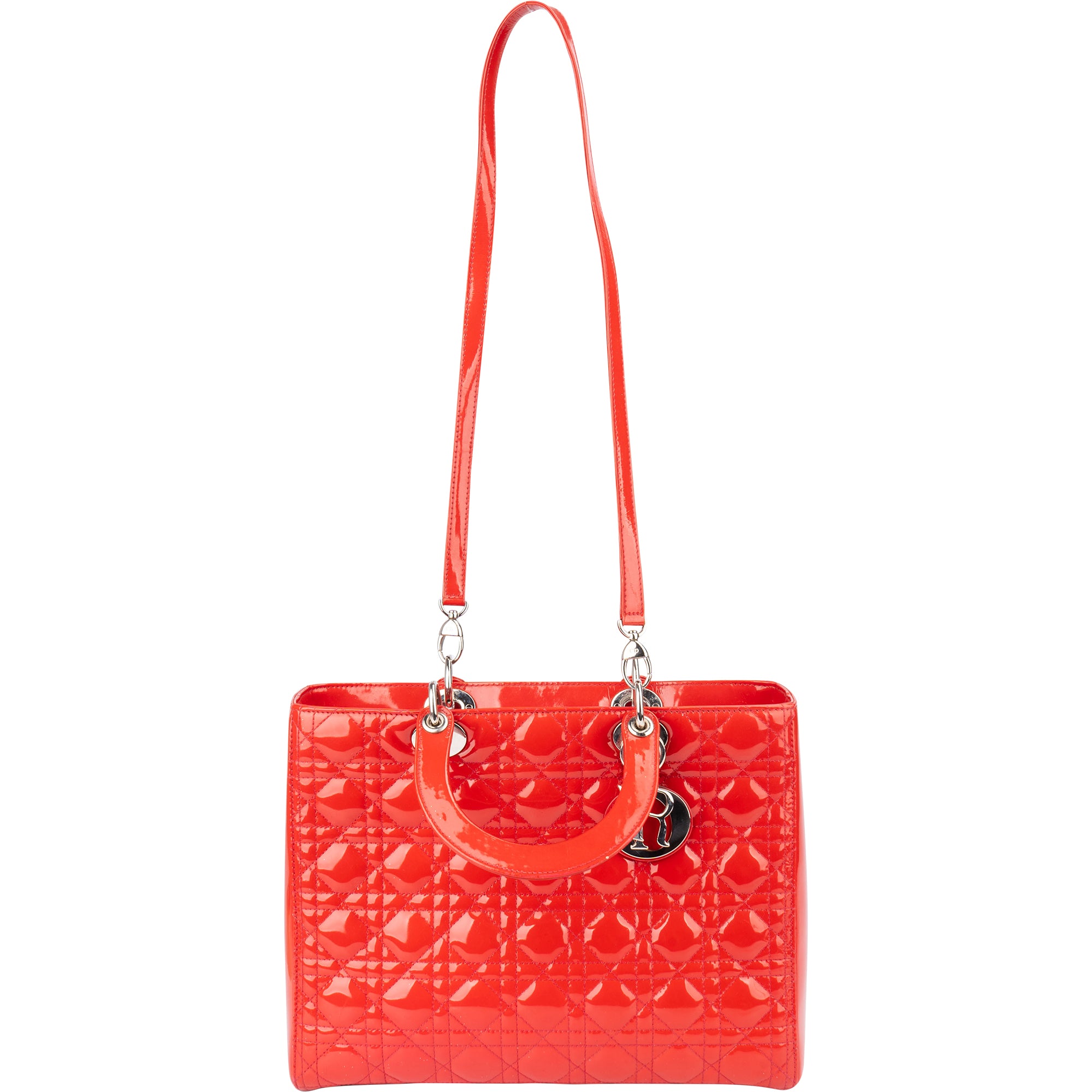 Christian Dior Red Patent Leather Lady Dior Handbag