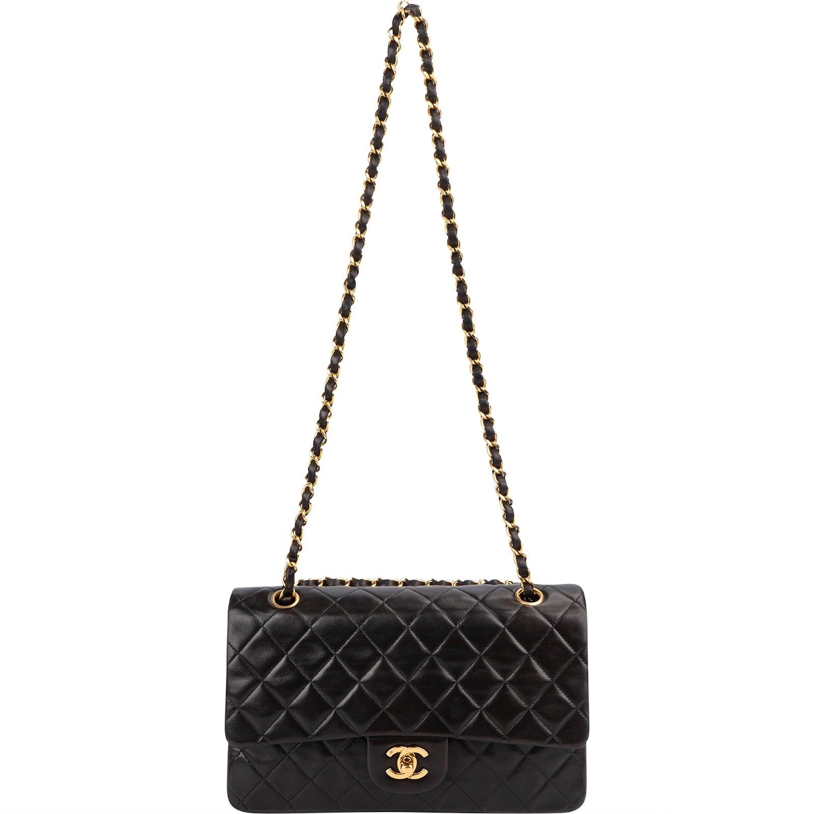 Chanel Quilted Lambskin 24K Gold Double Flap Shoulder Bag