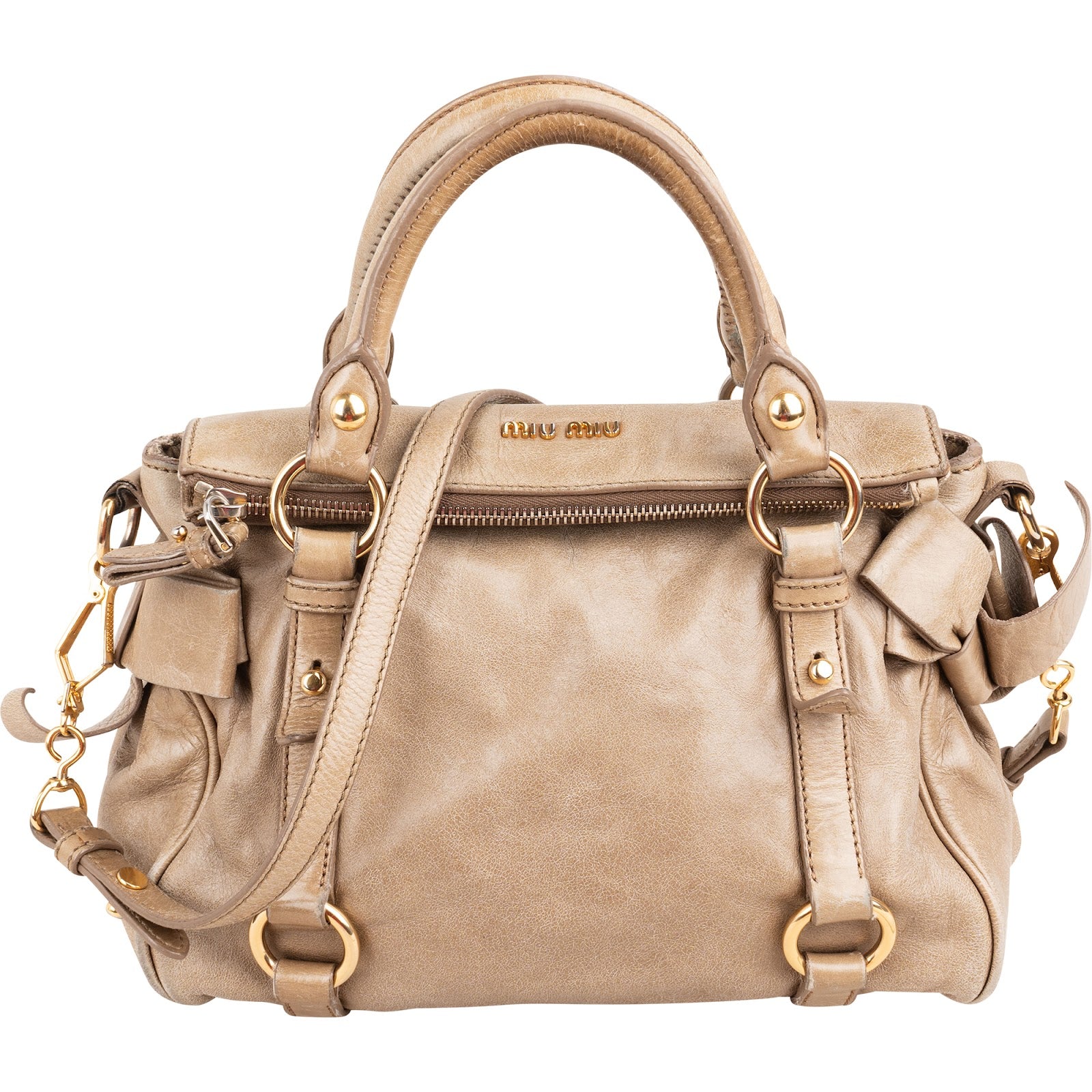 Miu Miu - Vitello Lux Bow Small Satchel Handbag