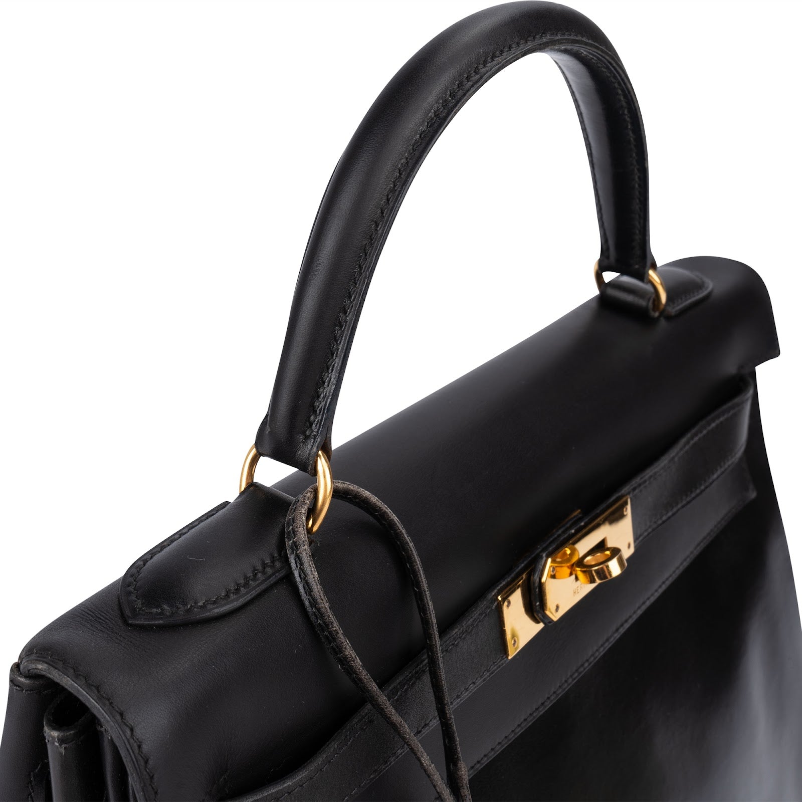 Hermès Noir Box Calf Leather Kelly 32 Handbag