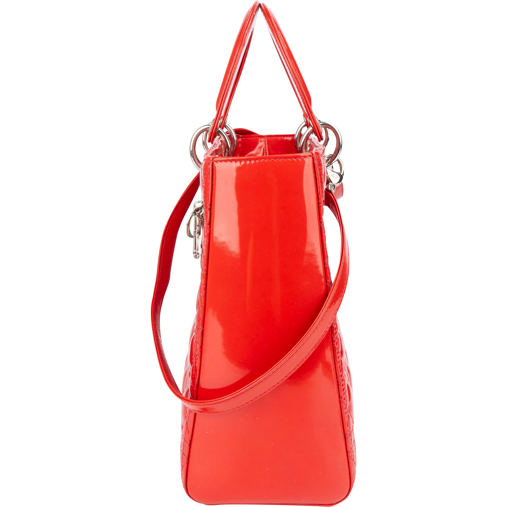 Christian Dior Red Patent Leather Lady Dior Handbag