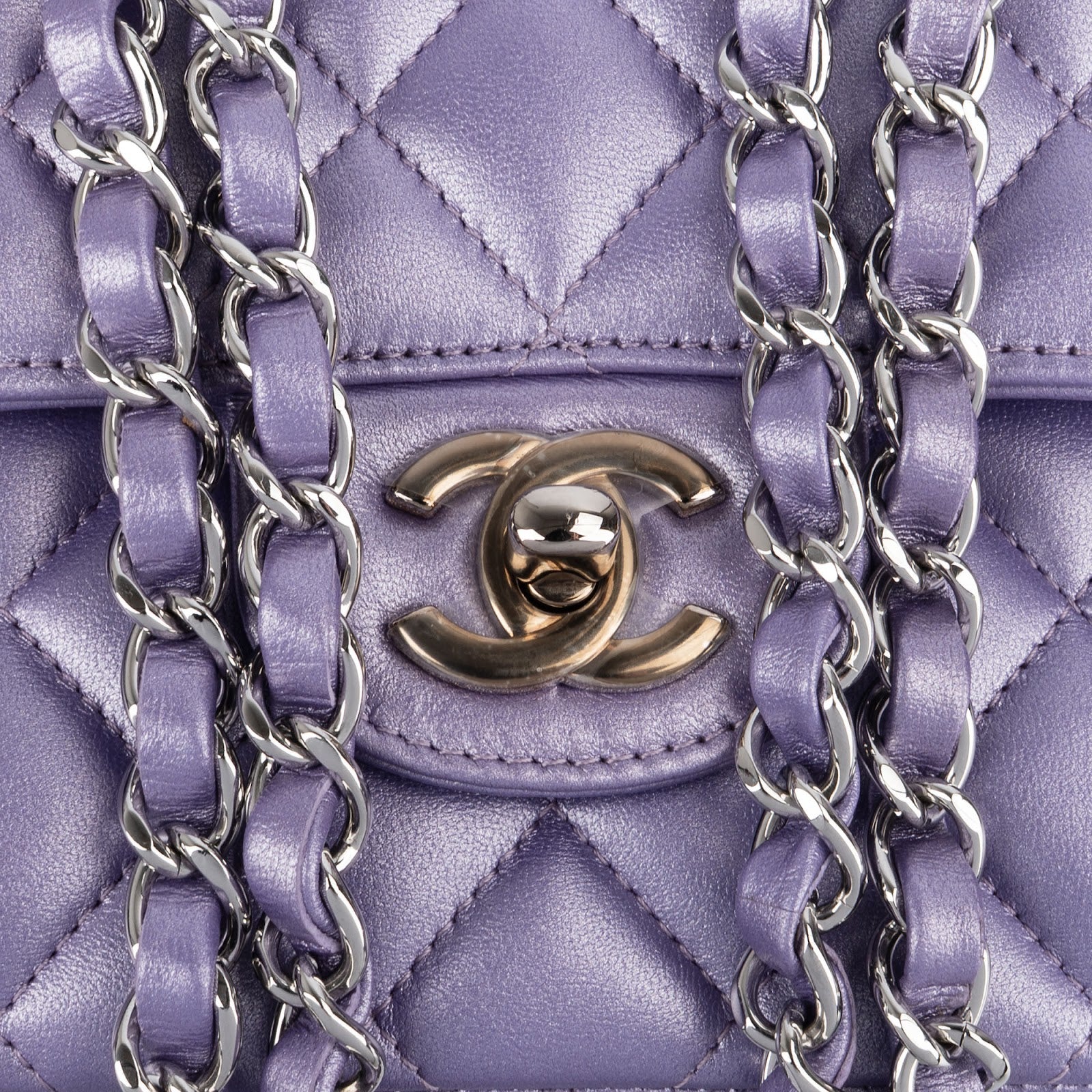 Chanel Quilted Metallic Lambskin Medium Double Flap Crossbody Bag