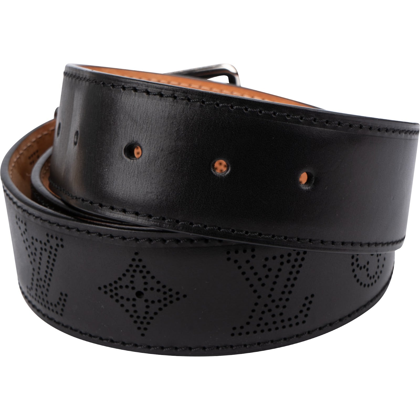 Louis Vuitton Black Perforated Leather Ceinture Belt (90 / 36)