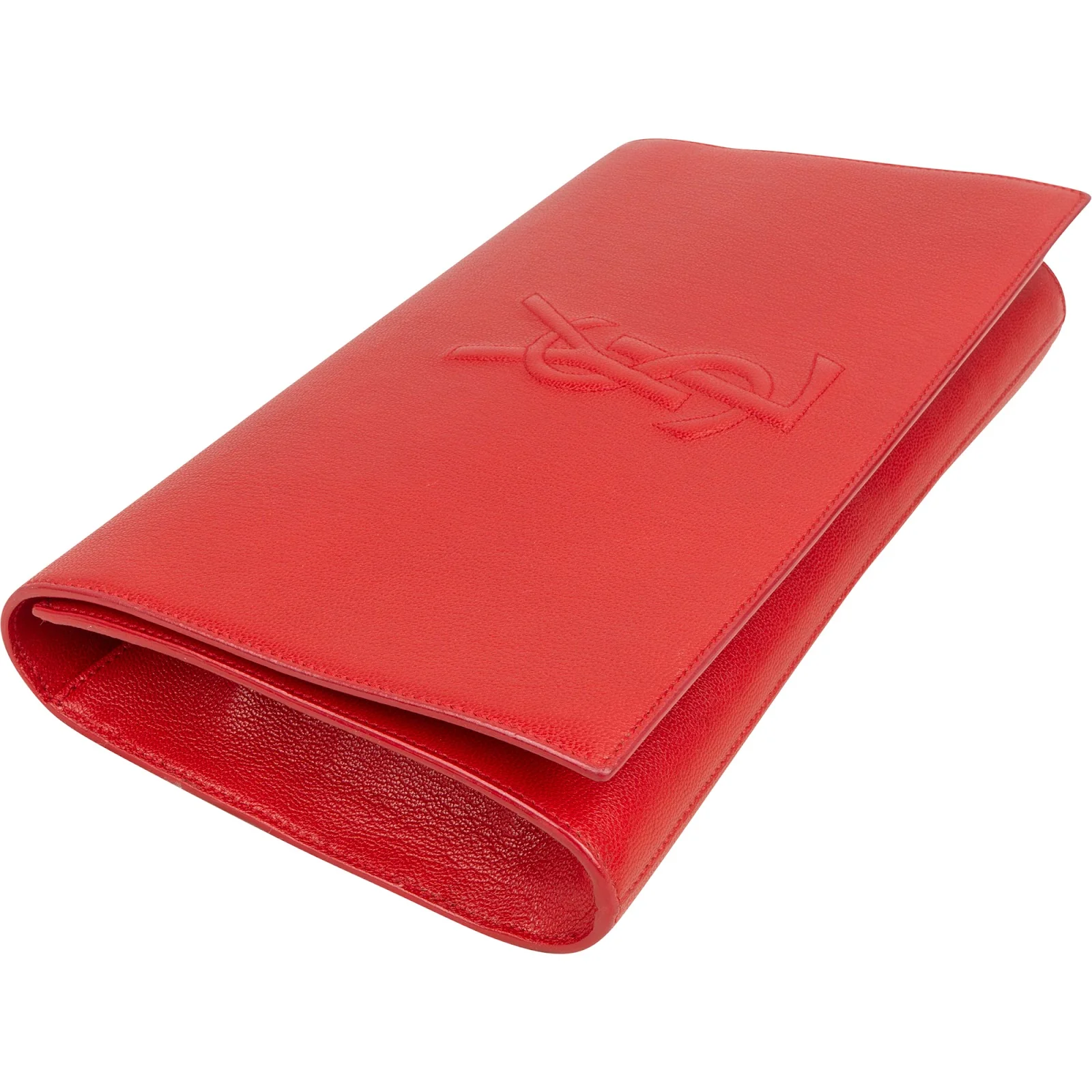 Saint Laurent Grain de Poudre Leather Cassandre Clutch