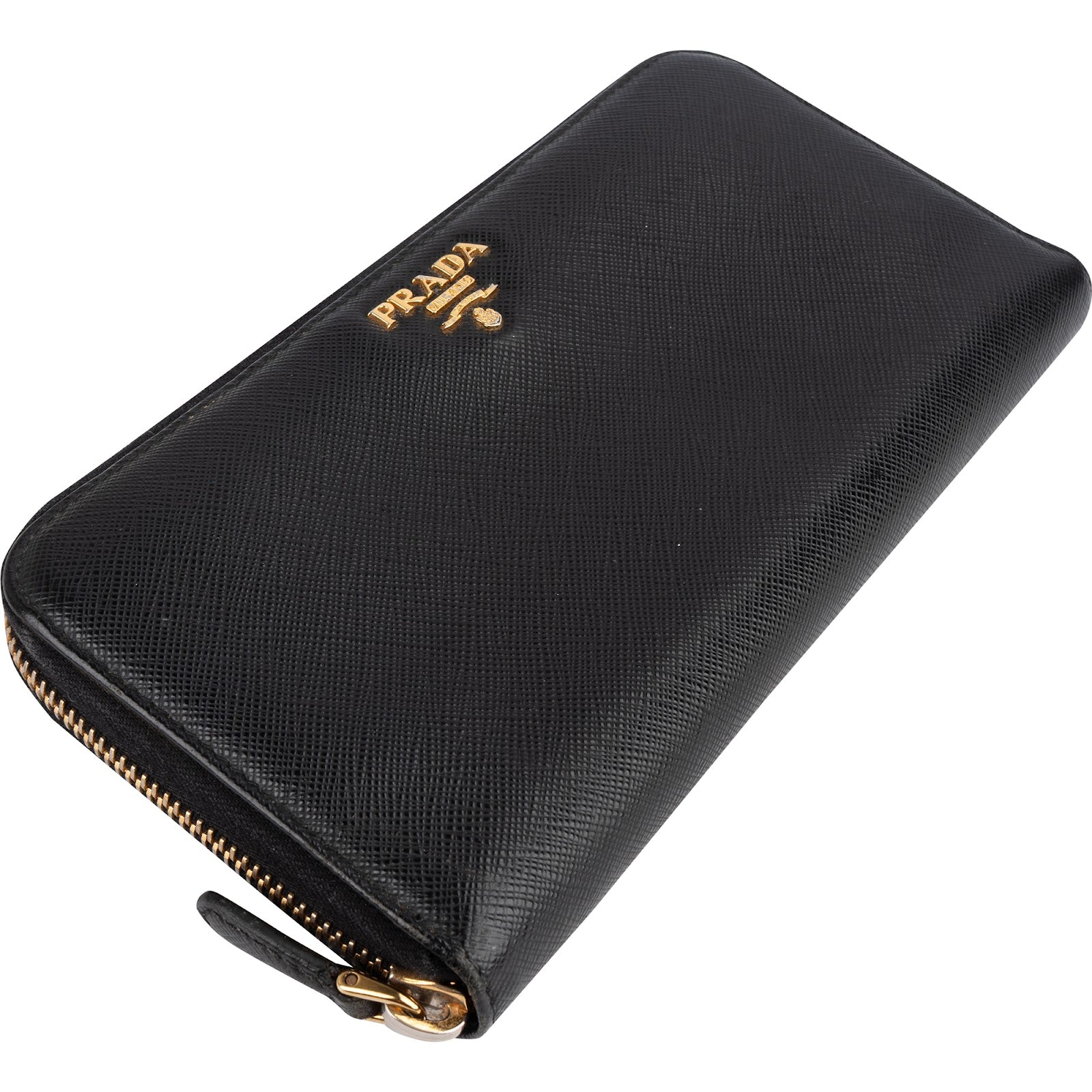 Prada Saffiano Leather Zip Around Wallet