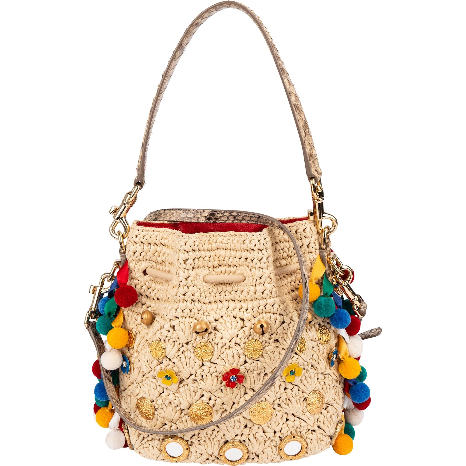 Dolce & Gabbana – Claudia Pom-Pom Embellished Bucket Handbag