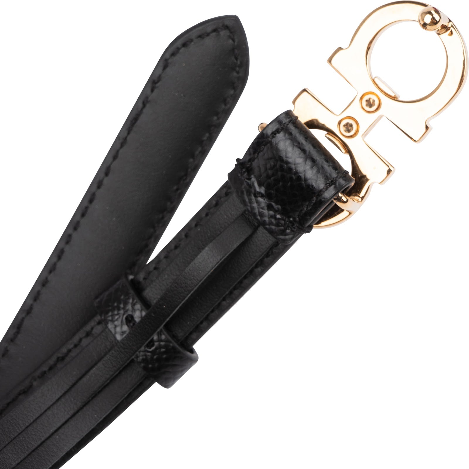 Salvatore Ferragamo Black Leather Gancini Gürtel (80)