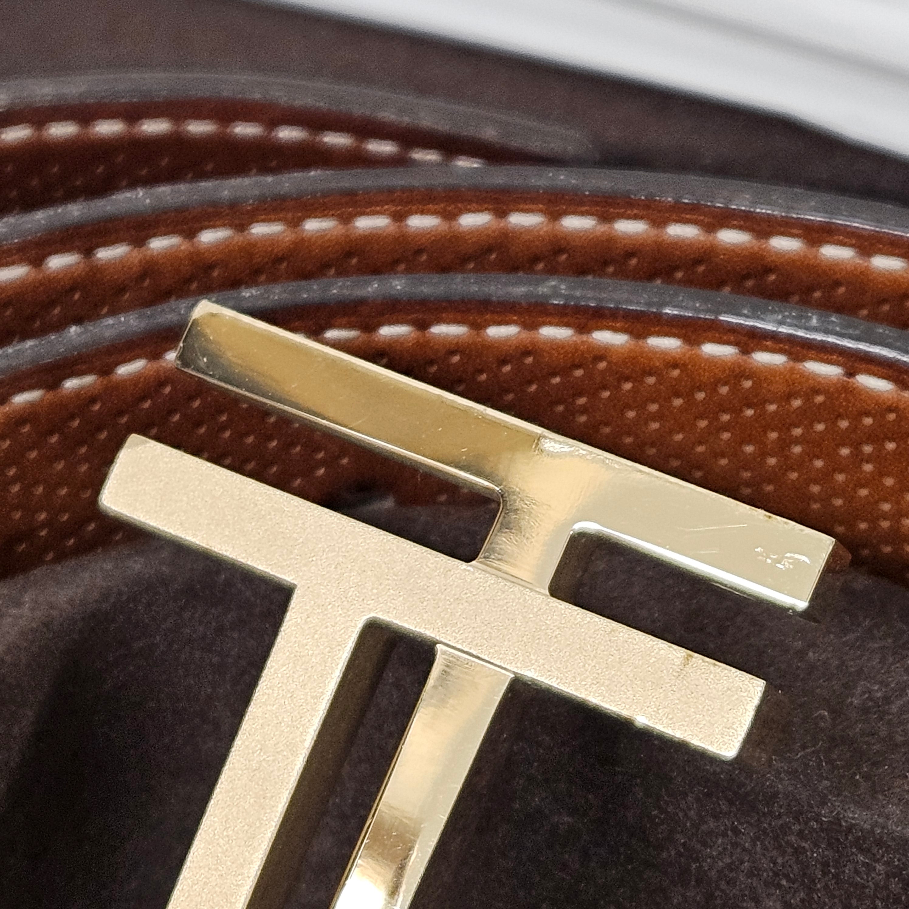 Hermès Brown Leather Perforated H Reversible Belt