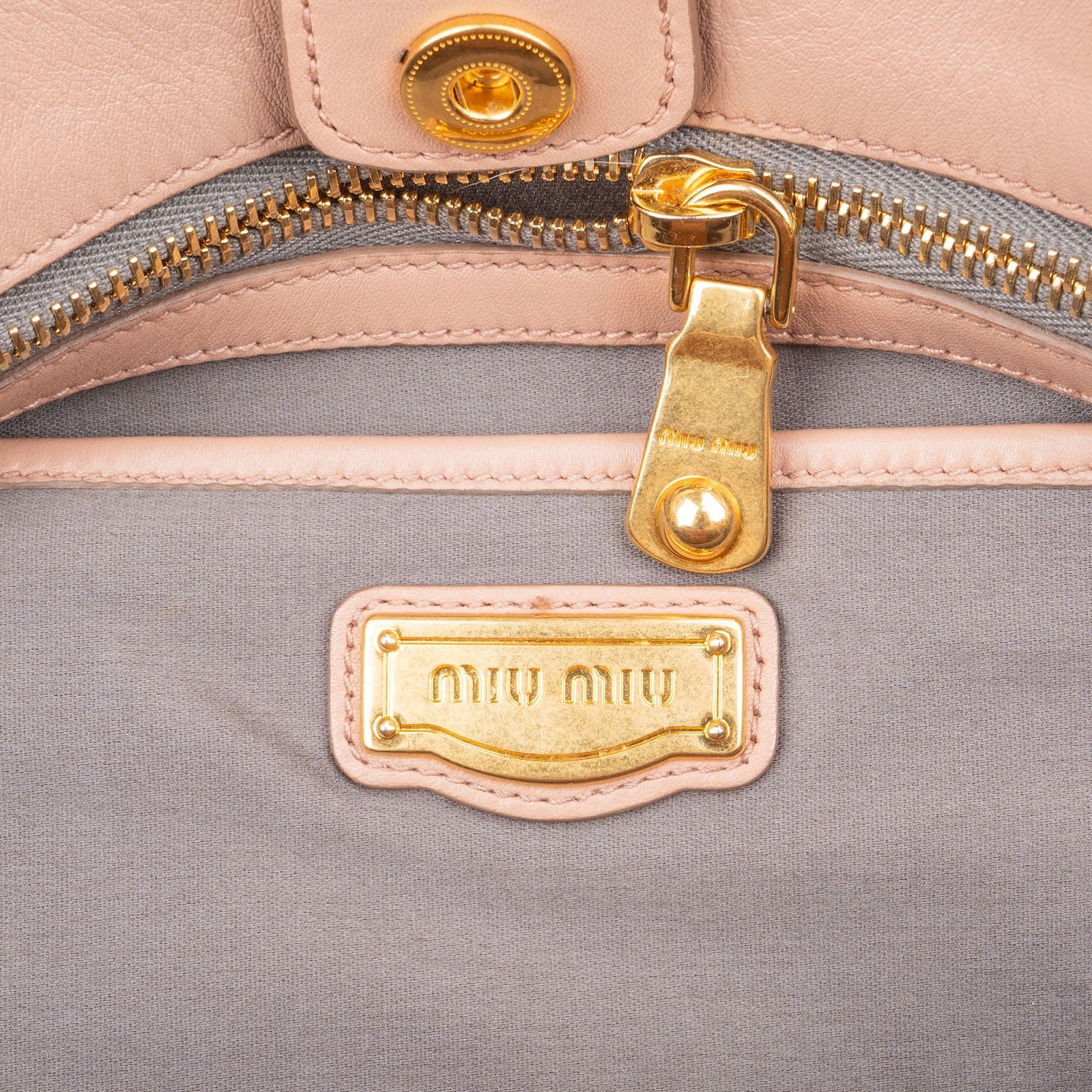 Miu Miu Studded Vitello Lux Tote Handbag