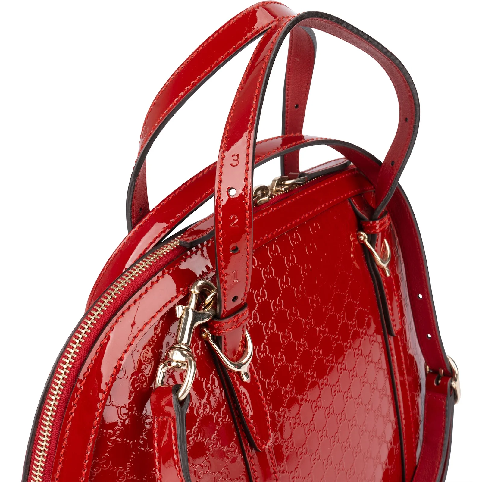 Gucci Red Microguccissima Patent Leather Dome Handbag