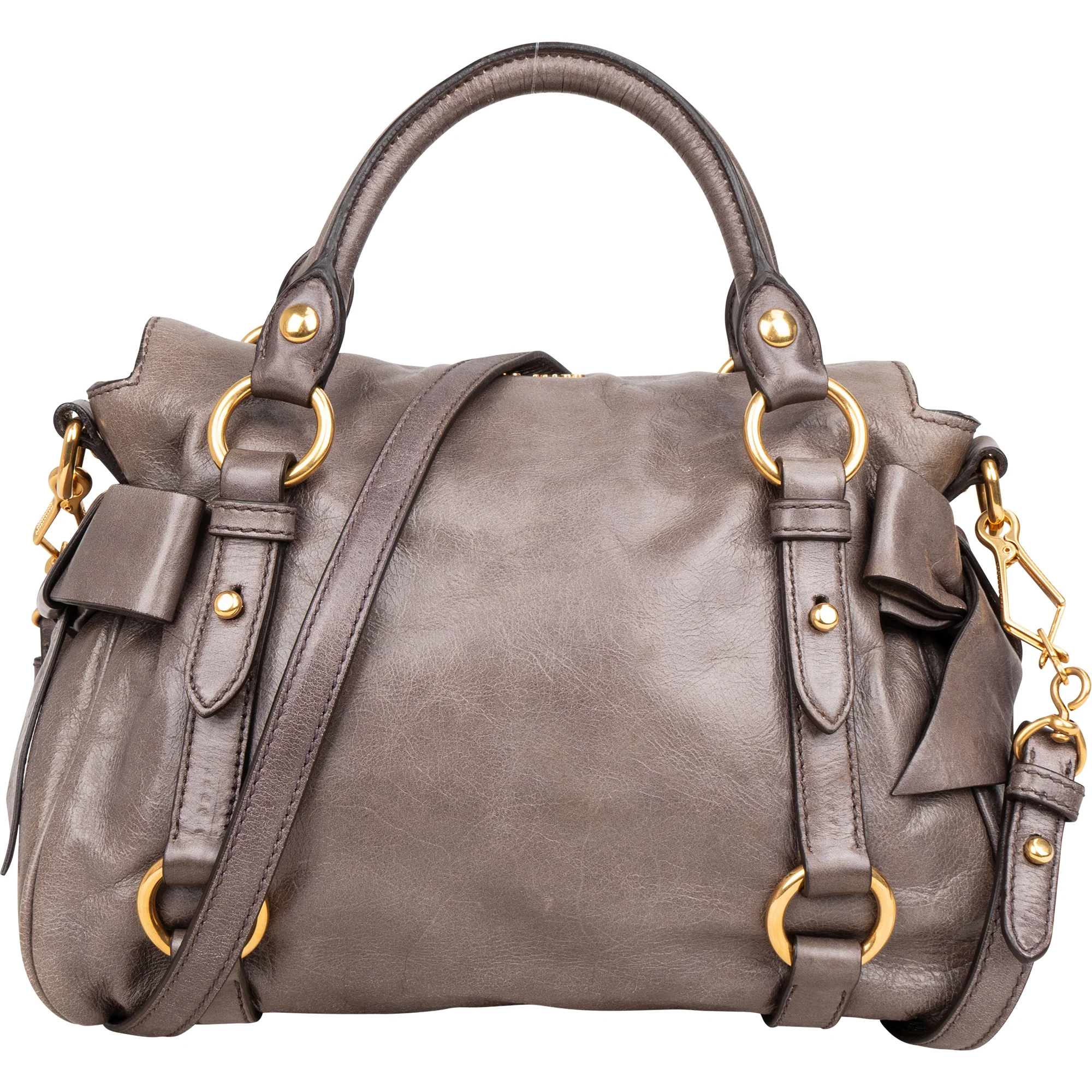 Miu Miu Grey Leather City Handbag