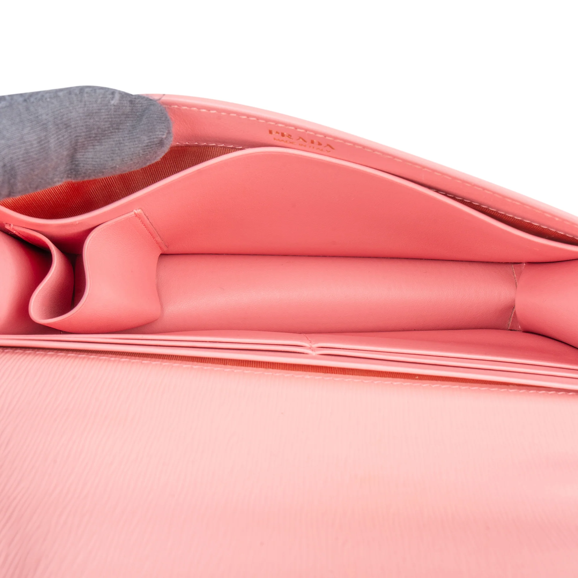 Prada Pink Saffiano Leather Move Wallet On Chain Crossbody Bag