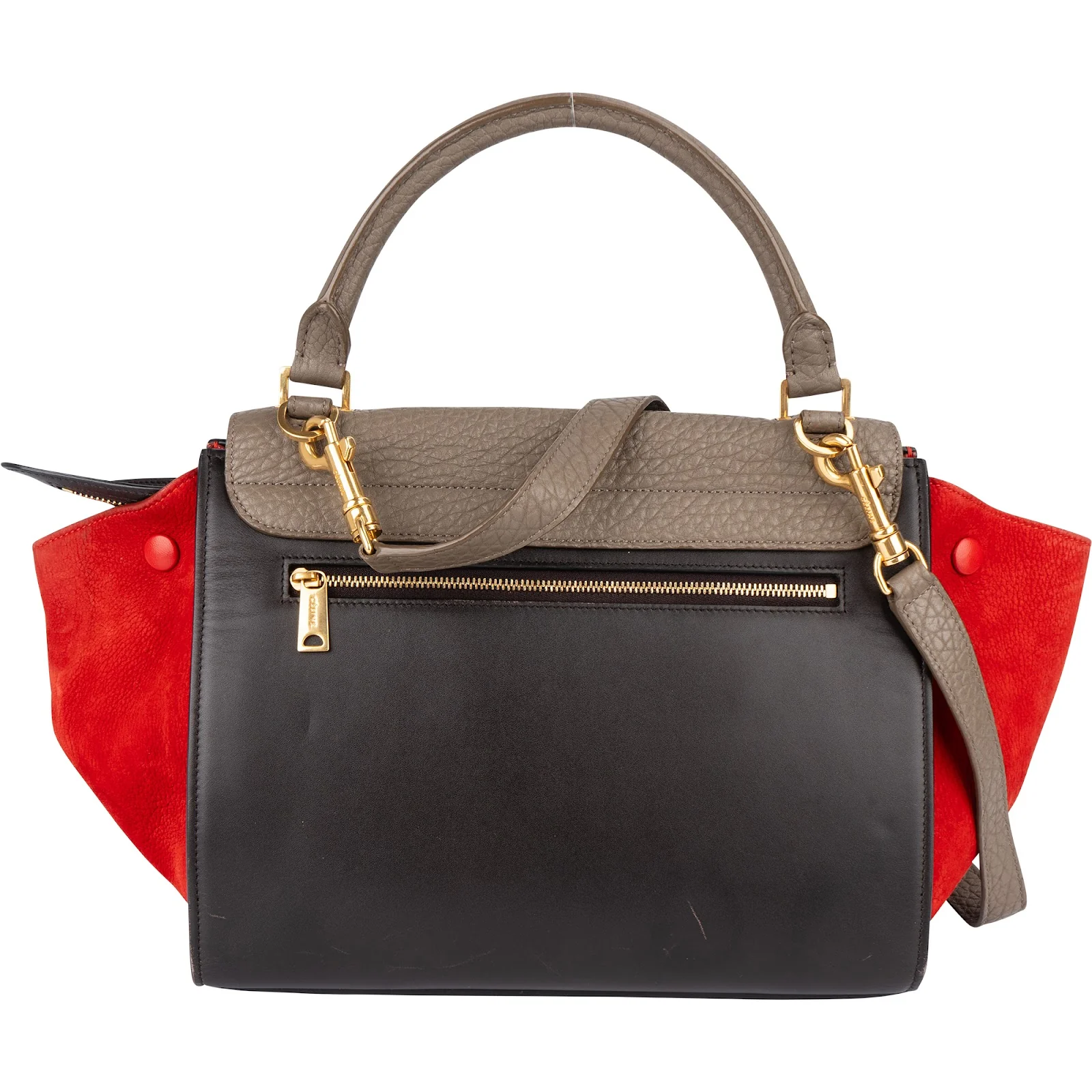 Céline Suede Leather Trapeze Handbag Tricolor