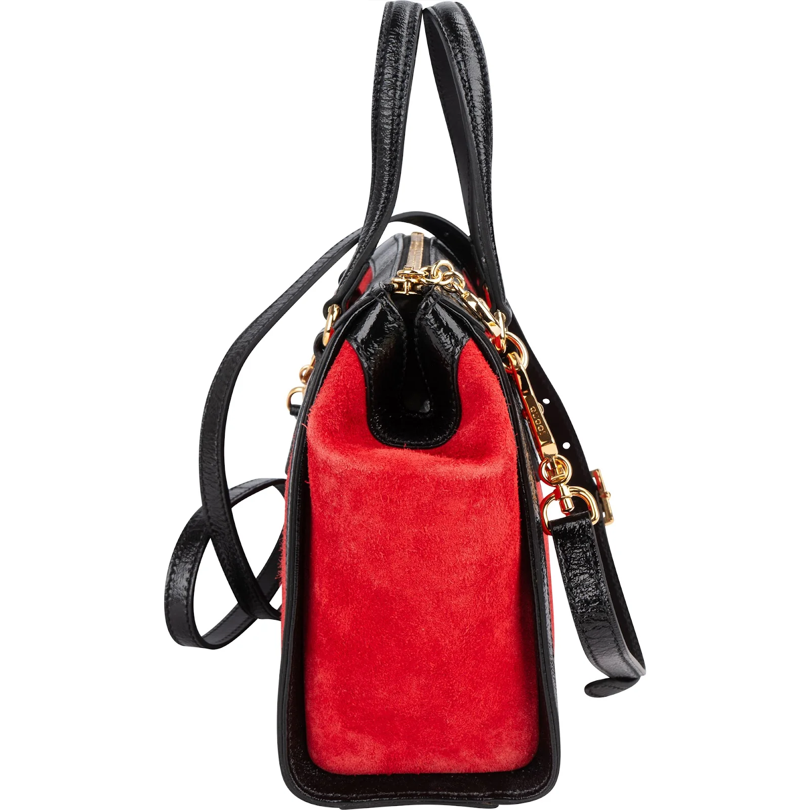 Gucci Patent Leather Suede Ophidia Small Handbag