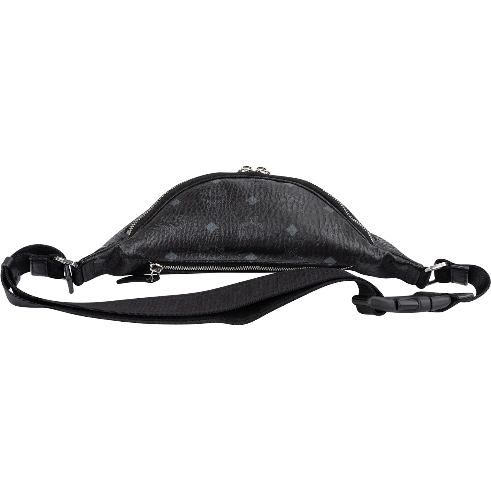 MCM Black Leather Visetos Coated Fursten Belt Crossbody Bag