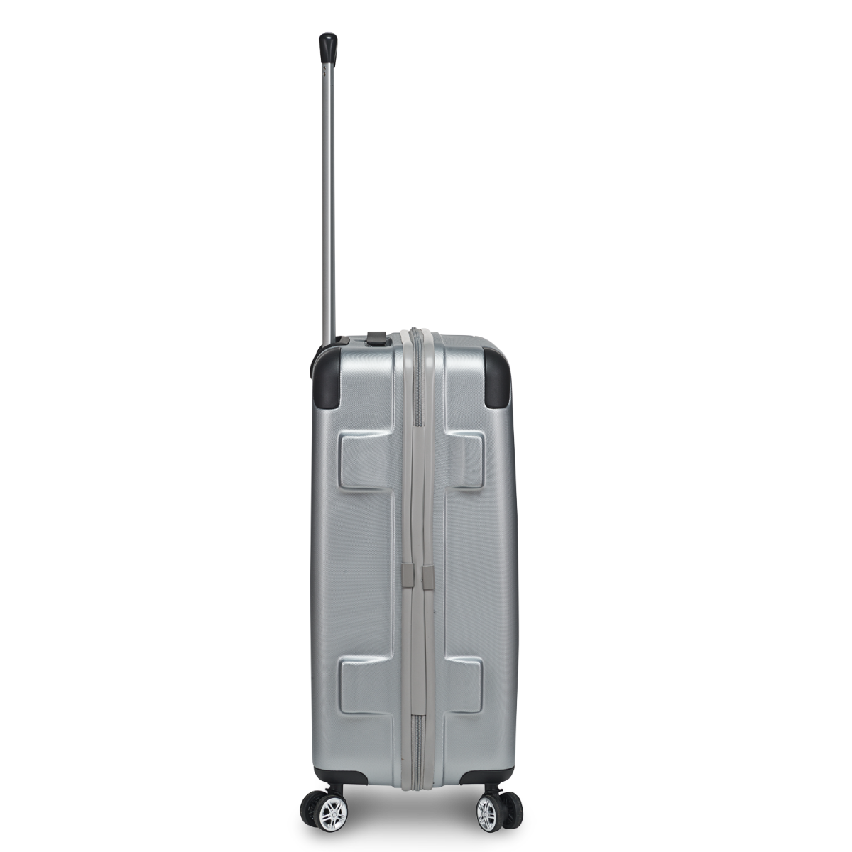 3-tlg. Hartschalen-Koffer-Set mit 4 Rollen, Stripe - Silber