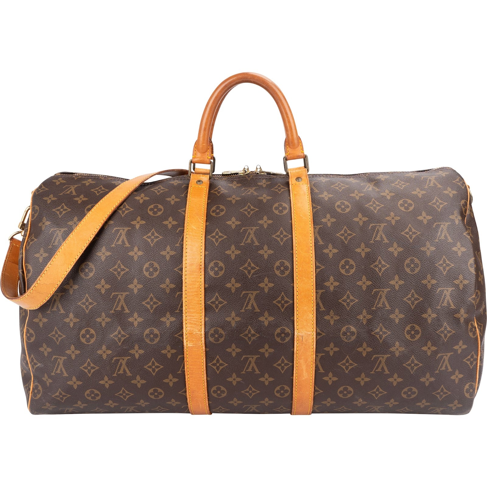 Sac de voyage Louis Vuitton Keepall 55 en toile Monogram avec bandoulière