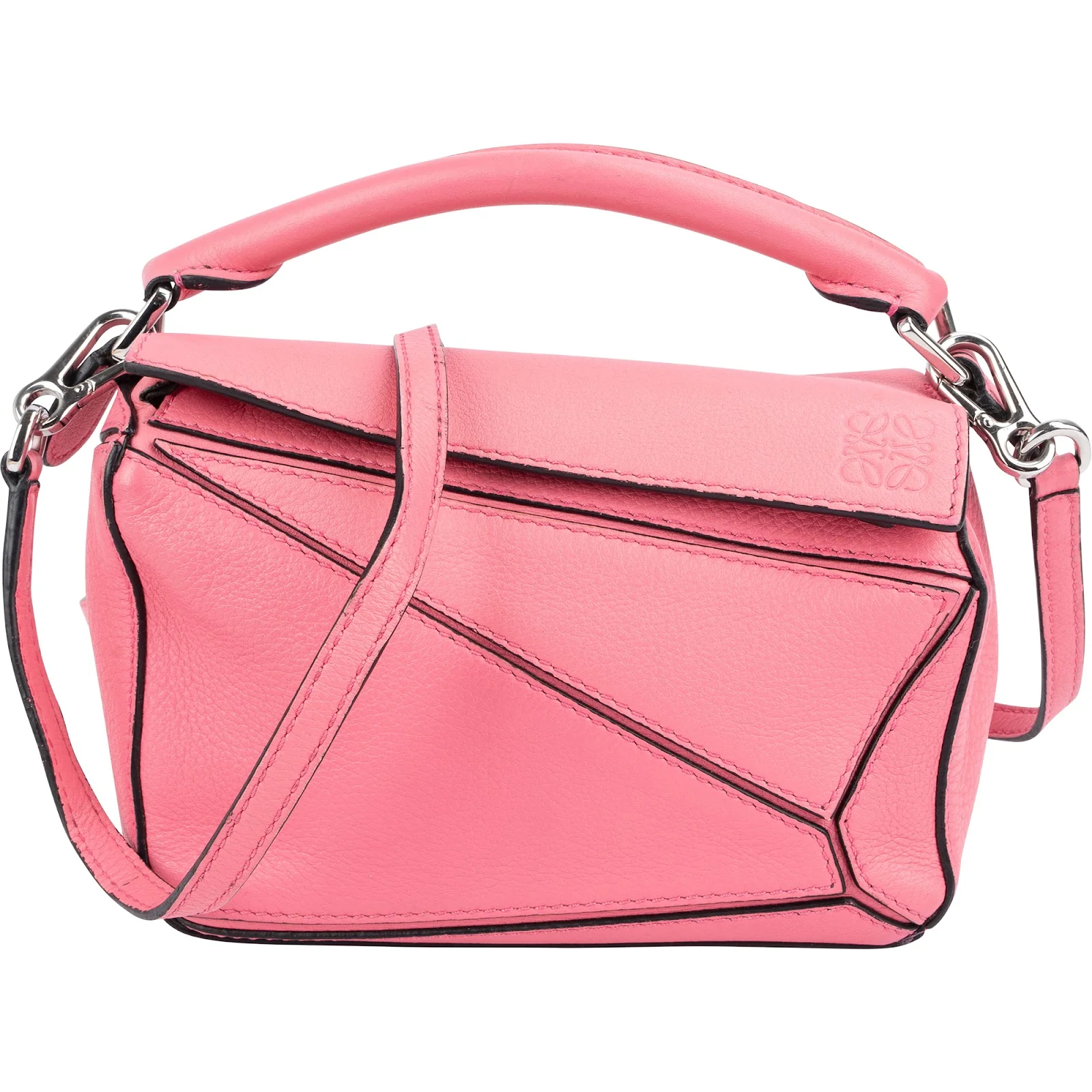Loewe Pink Leather Puzzle Mini Crossbody Handbag