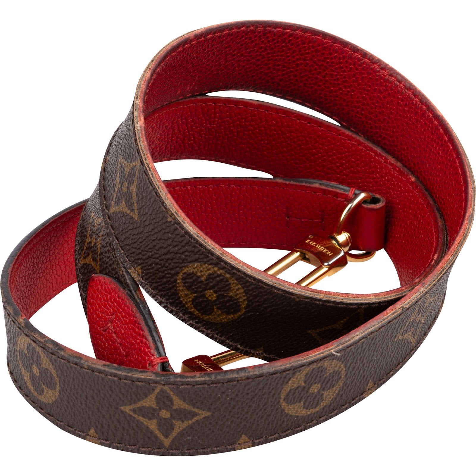 Louis Vuitton Monogram Canvas Red Leather Bags Strap