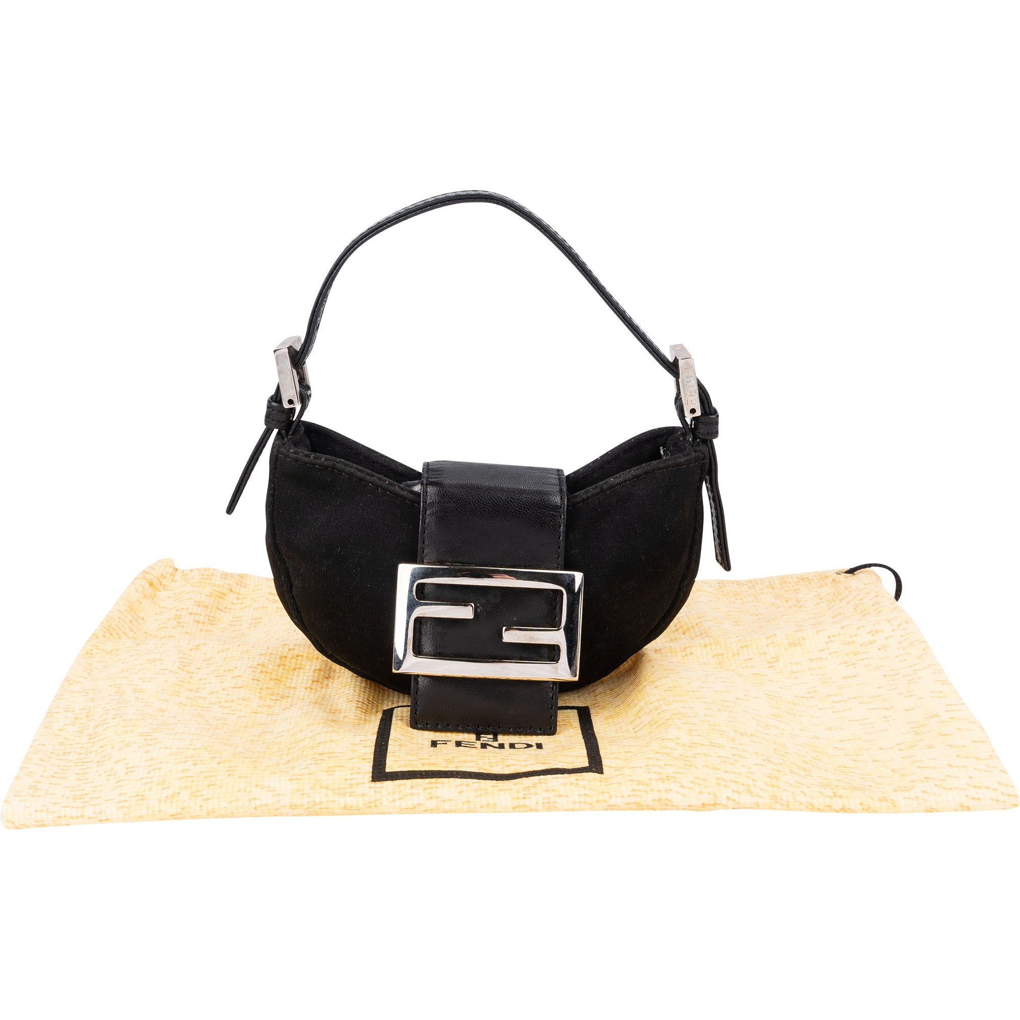 Fendi Cotton FF Buckle Micro Croissant Handbag