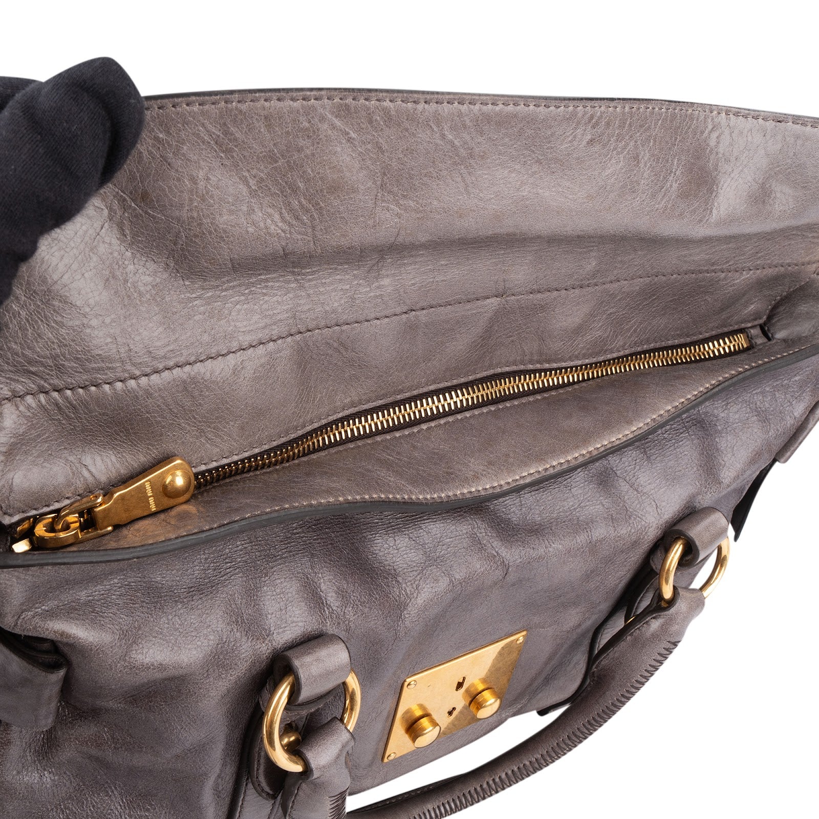 Miu Miu Vitello Lux Bow City Satchel Handbag