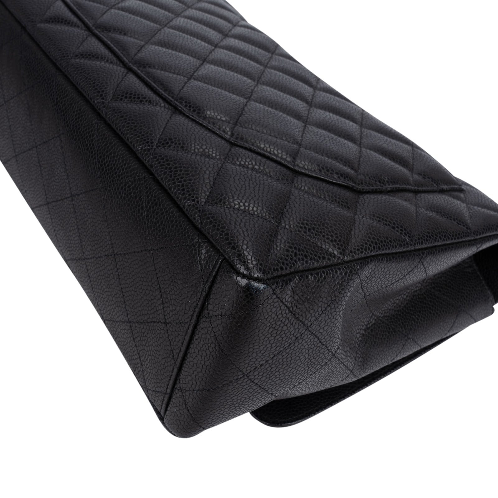Chanel Quilted Caviar Leather Palladium Maxi Single-Flap Crossbody Bag