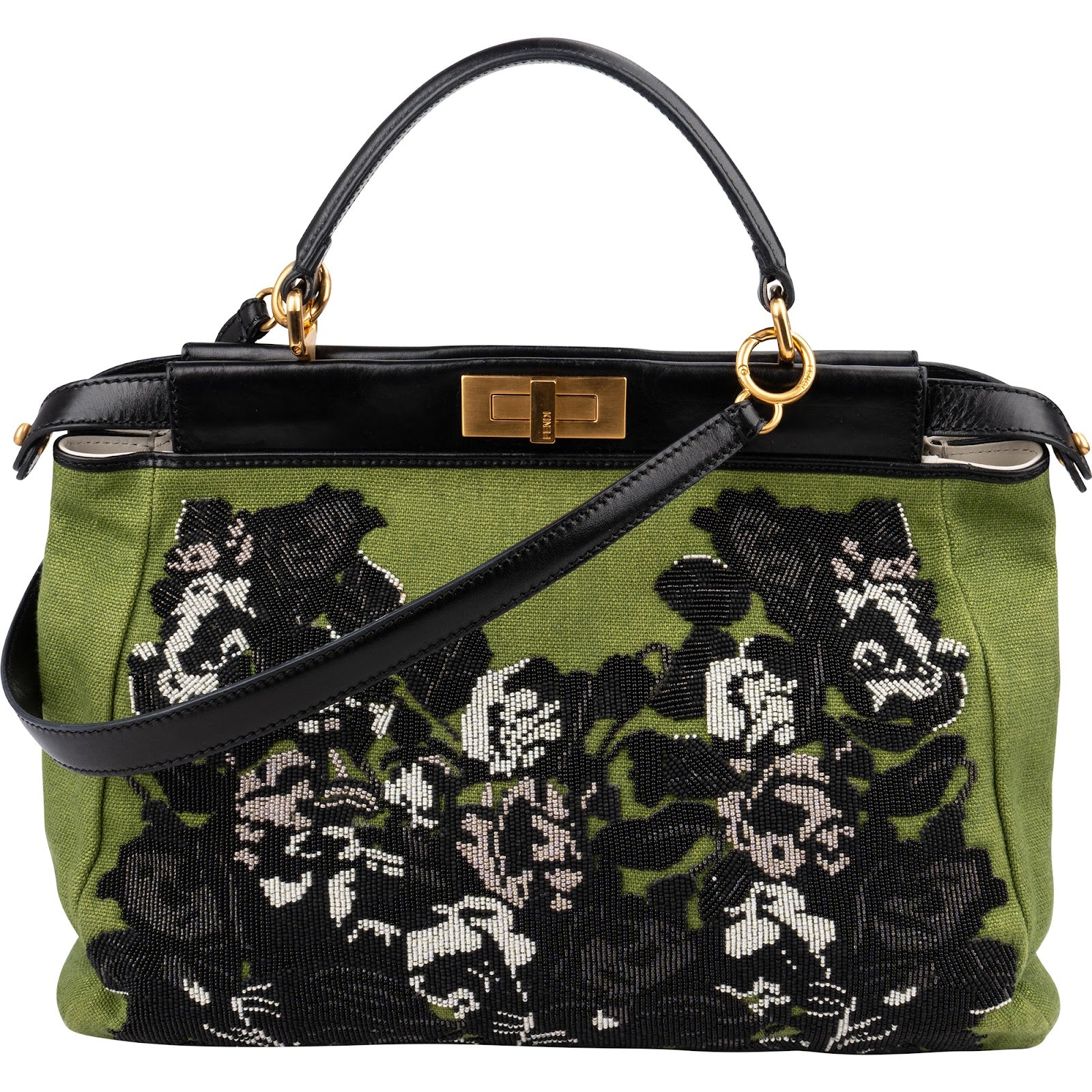 Sac à main Peekaboo Fendi en denim brodé de motifs floraux, édition limitée