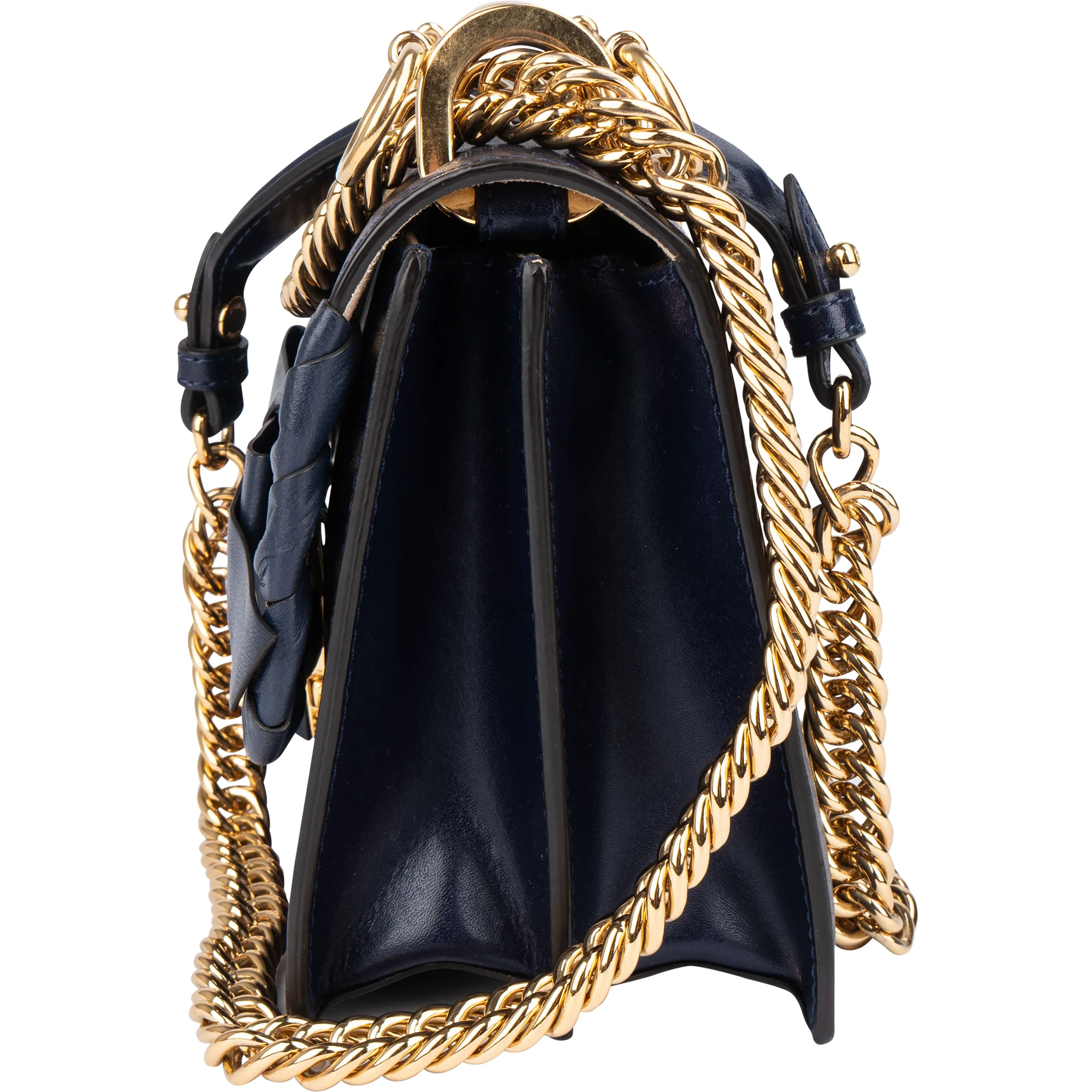 Fendi Bleu Leather Kan I Crossbody Bag