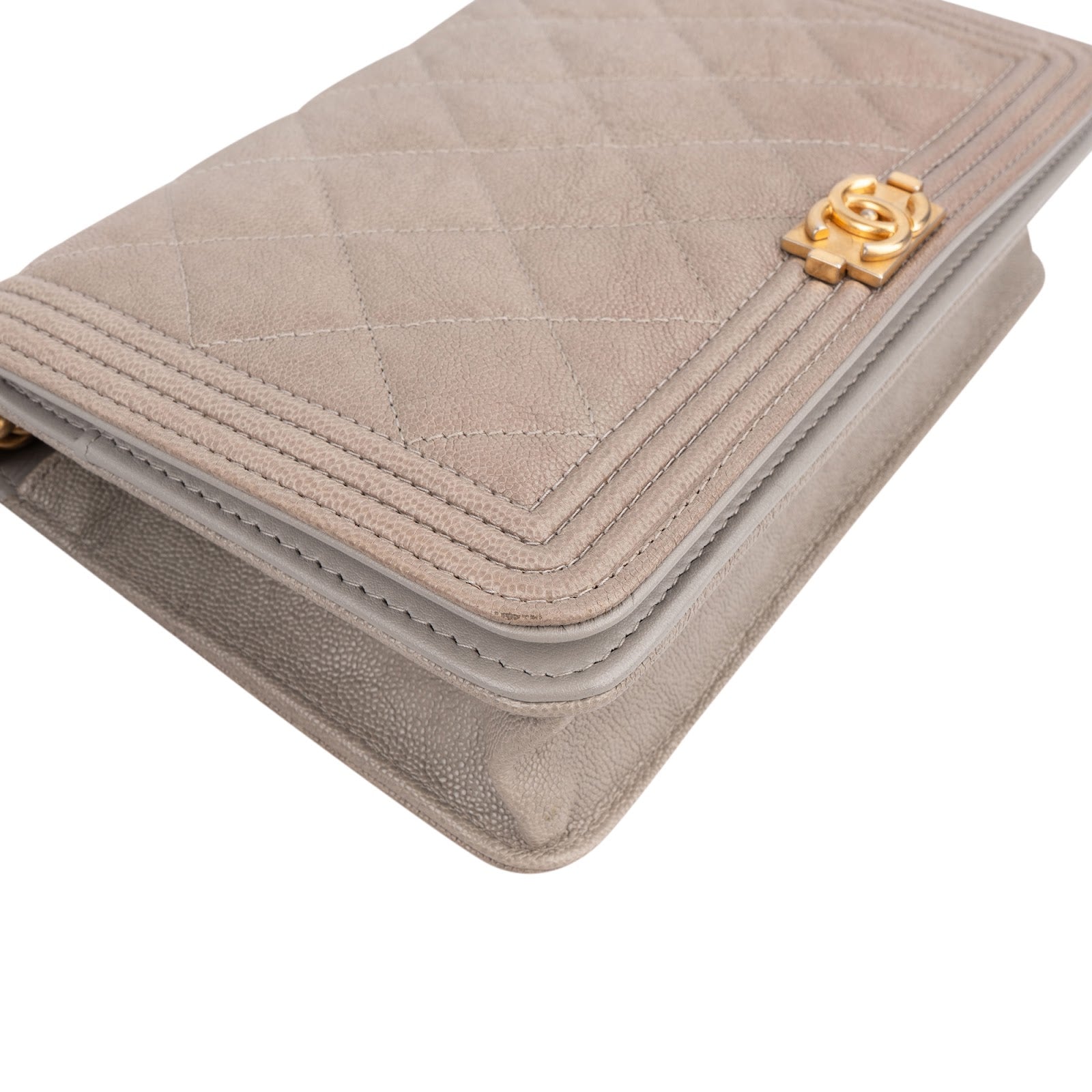 Chanel Quilted Caviar Leather Boy Wallet On Chain Crossbody Bag