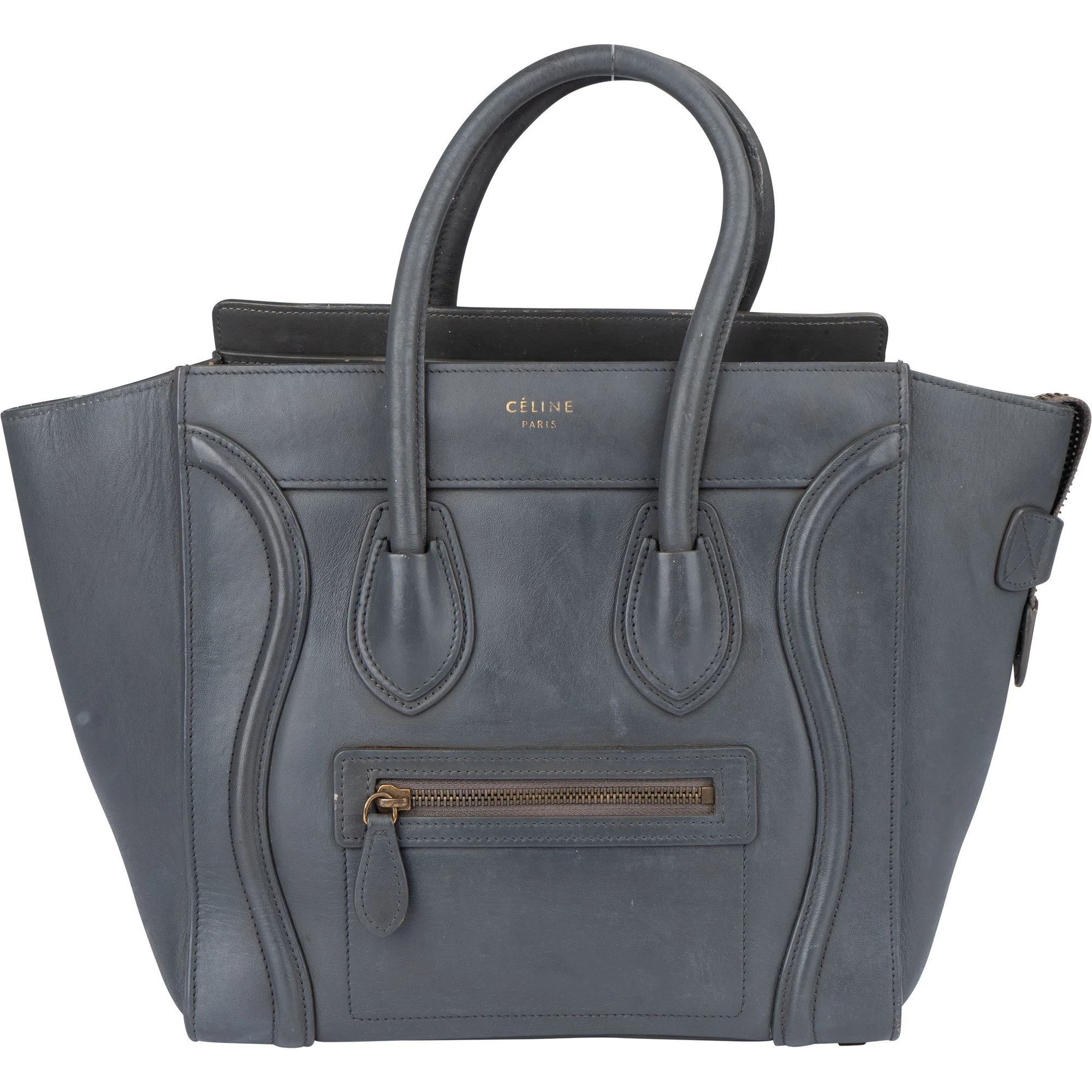 Céline Grey Leather Luggage Handbag