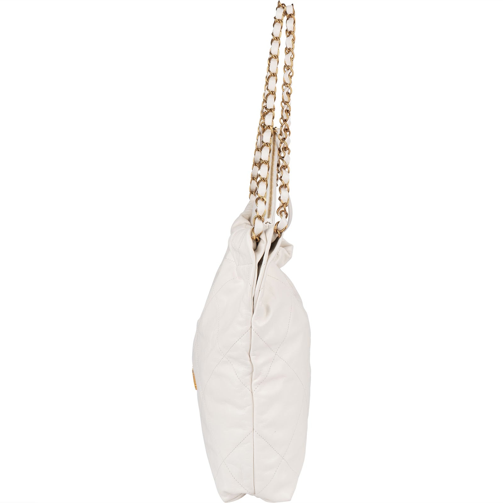 Chanel 22 White Quilted Lambskin Hobo Shoulder Bag