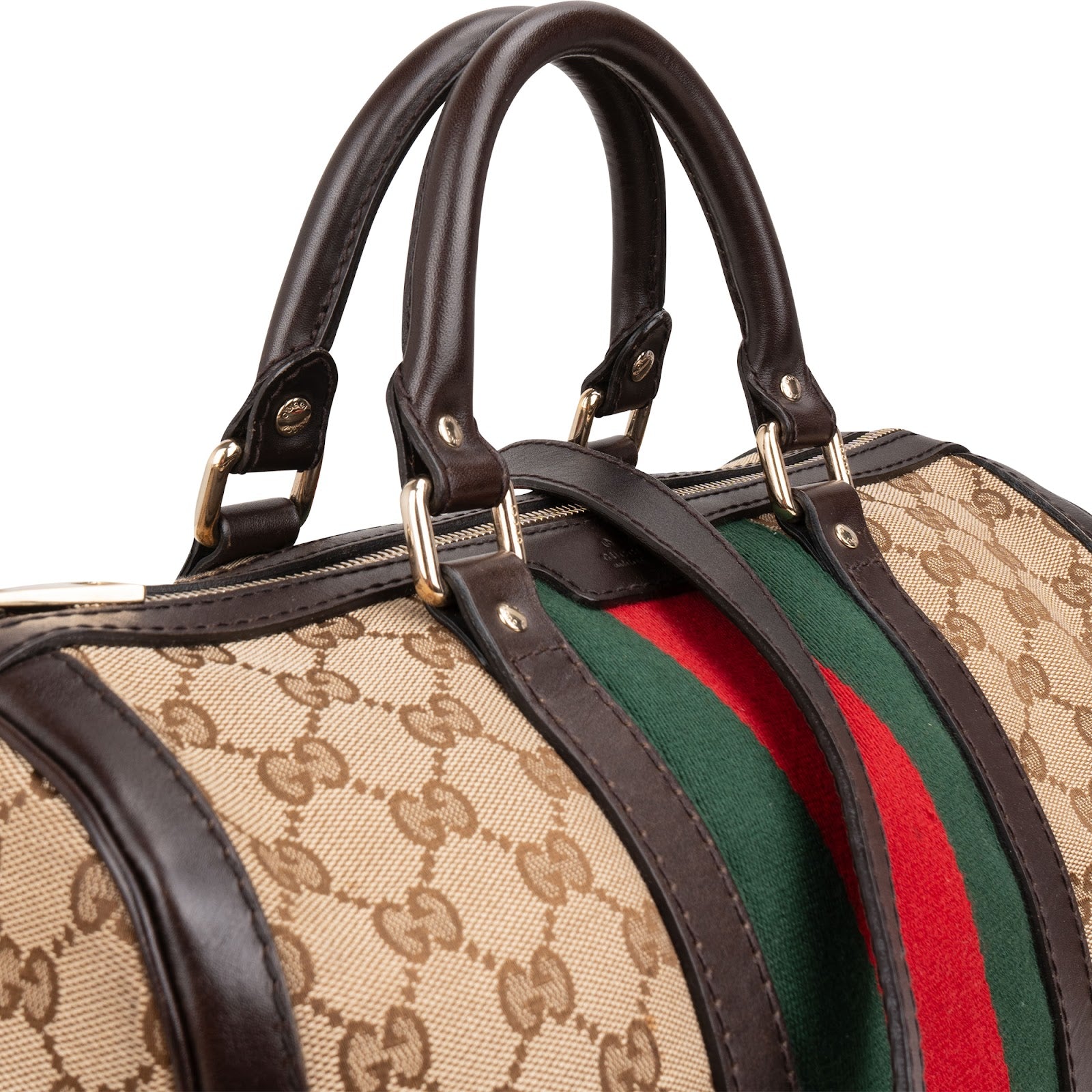 Gucci - GG Canvas Web Boston Bag