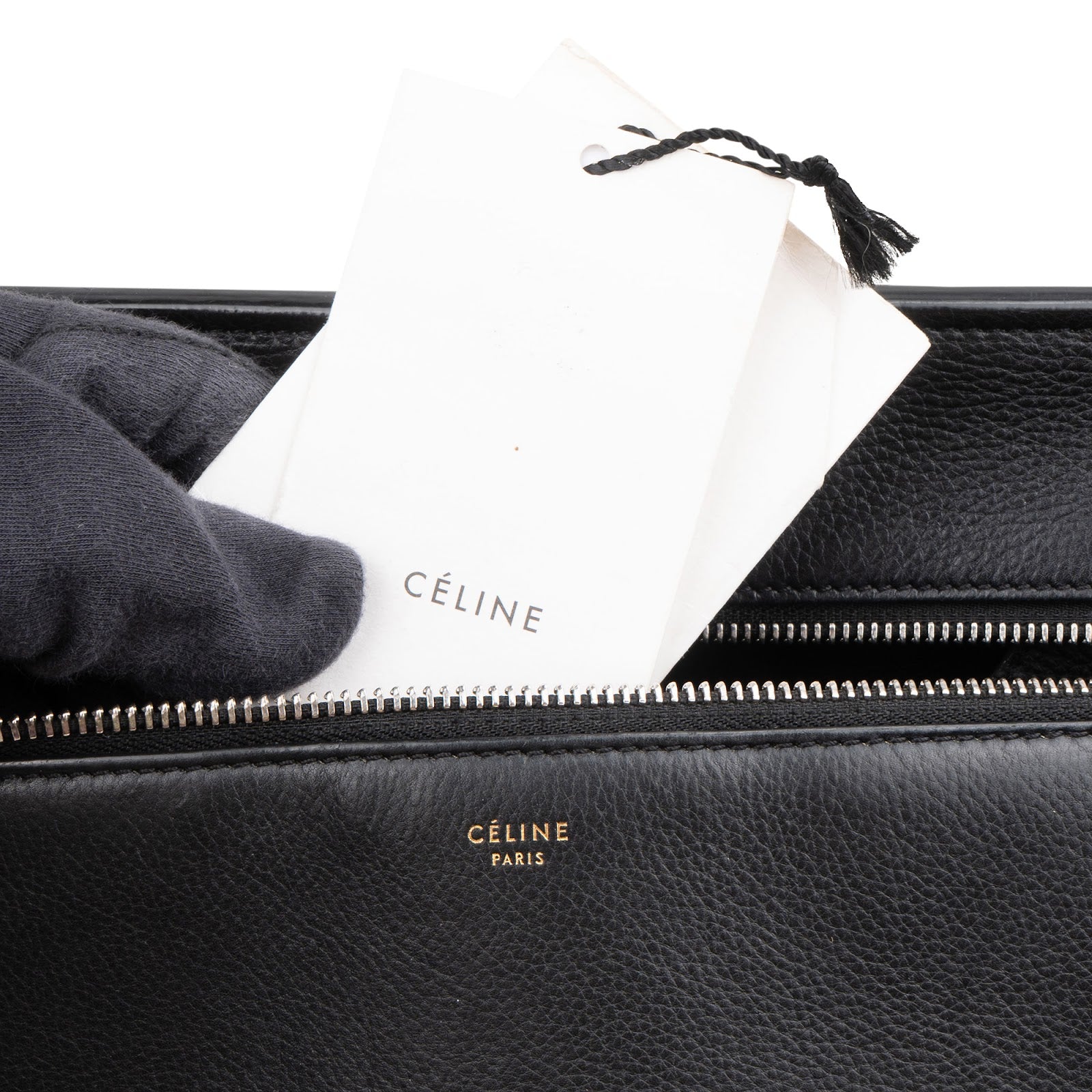 Céline Black Grained Calfskin Edge Shoulder Bag