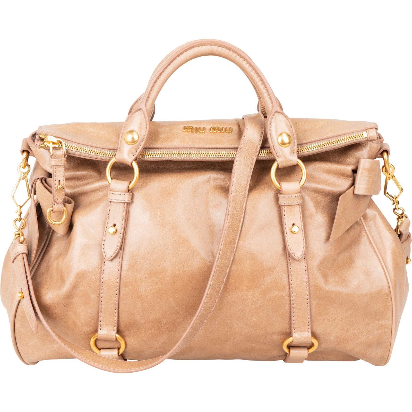 Miu Miu - Vitello Lux Bow Satchel Crossbody Bag