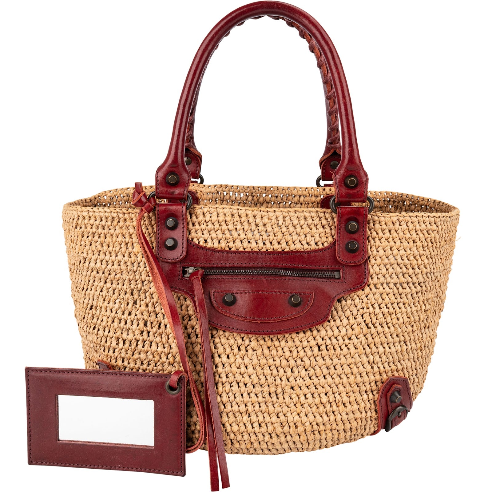 Balenciaga - Raffia Panier Basket City Handbag