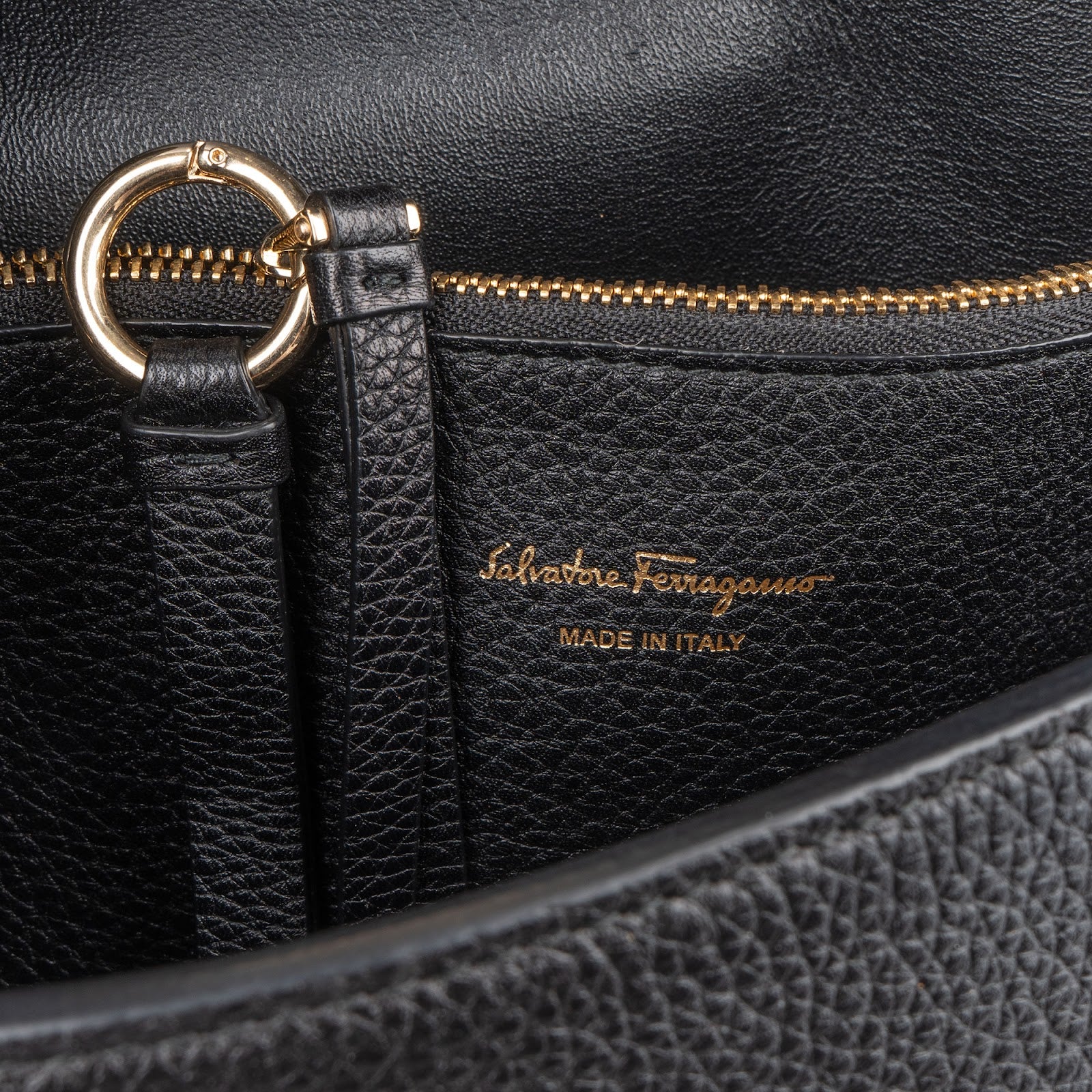 Salvatore Ferragamo Pebbled Leather Gancini Flap Crossbody Bag