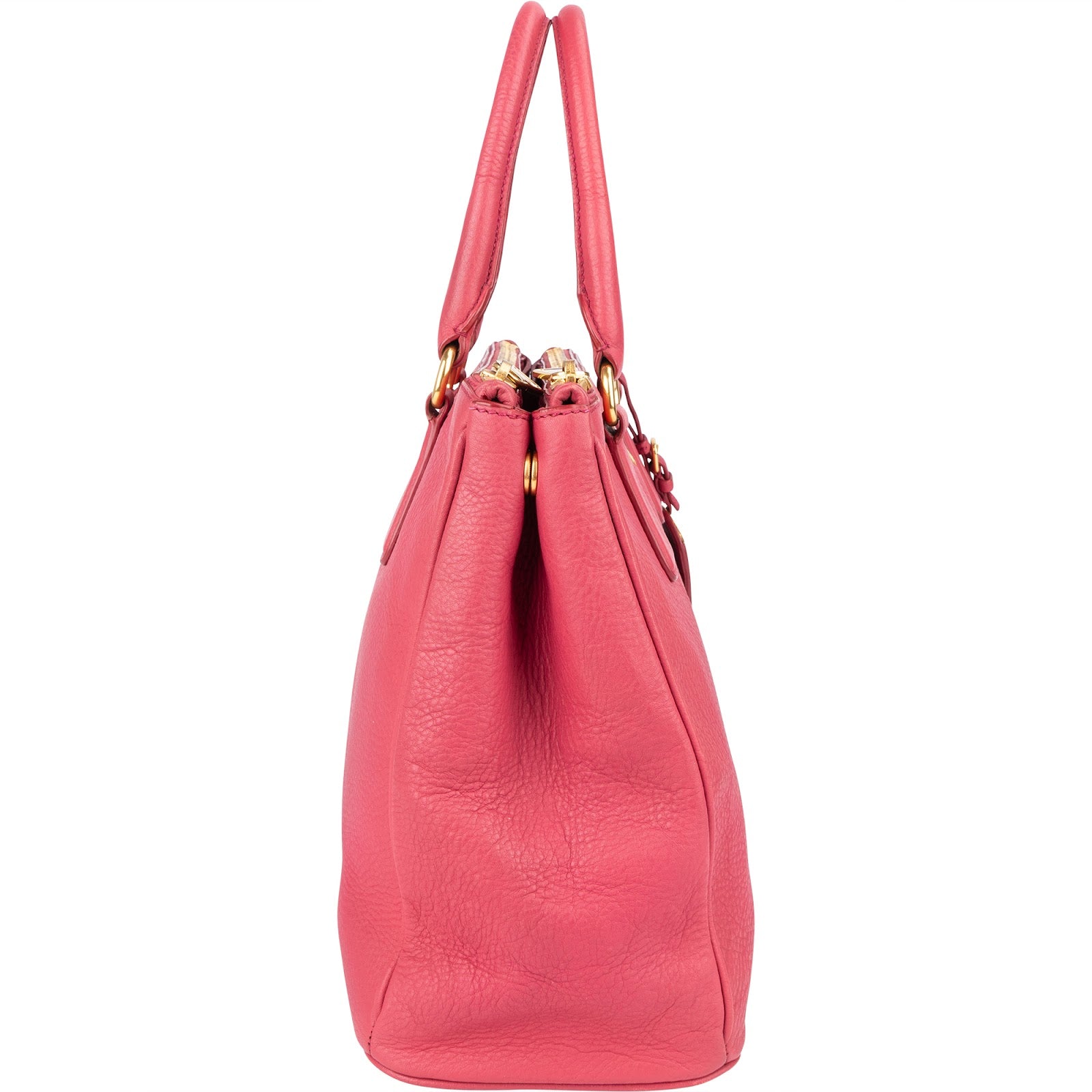 Prada Pink Leather Galleria Double Zip Tote Handbag