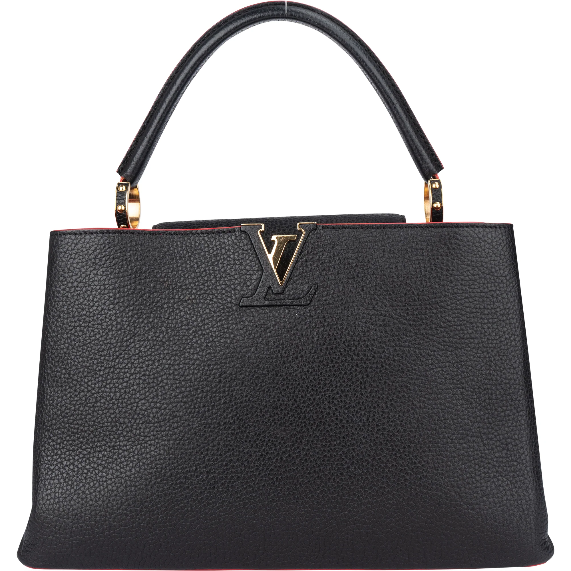 Louis Vuitton Black Leather Lining Capucines MM Handbag