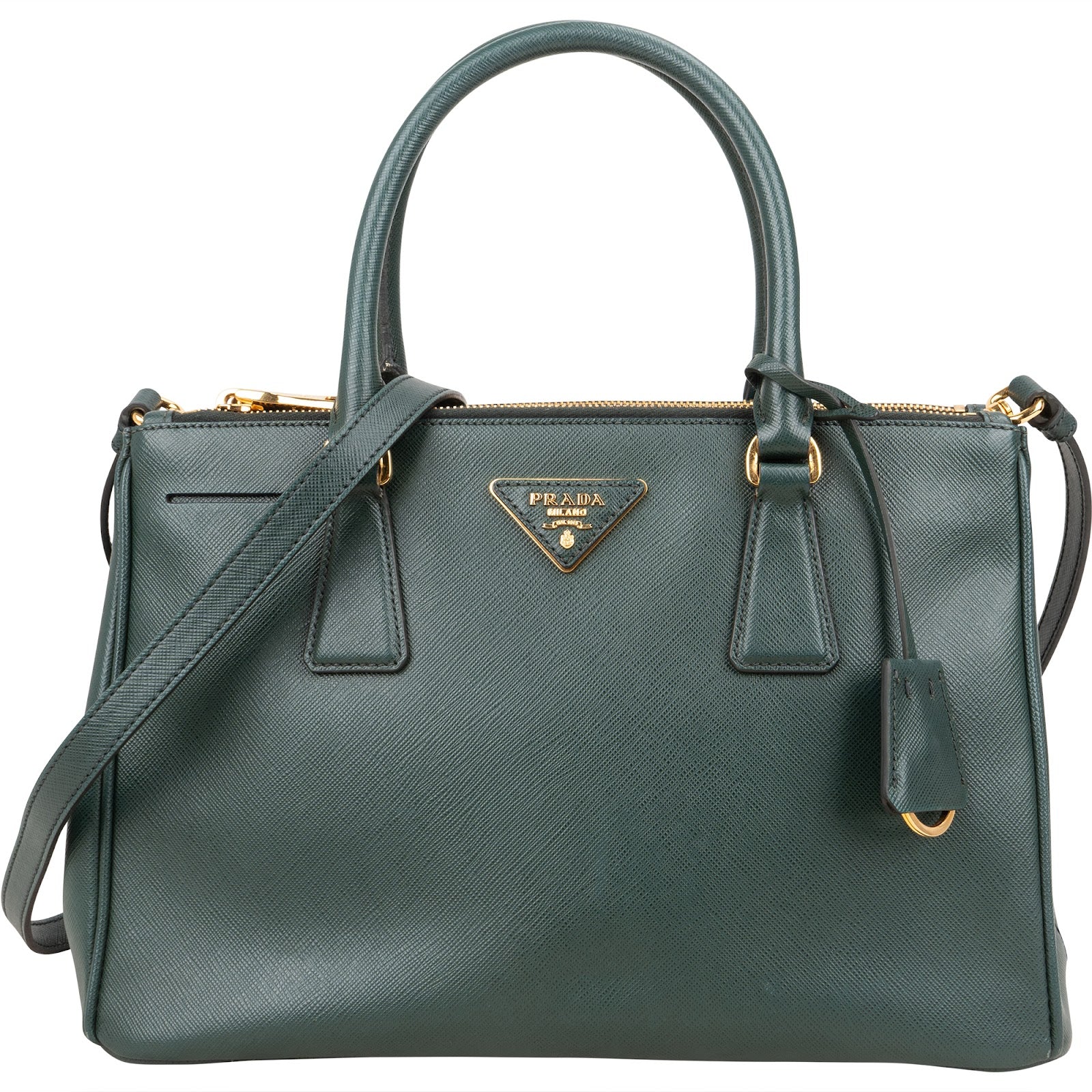 Prada Green Saffiano Leather Galleria Handbag