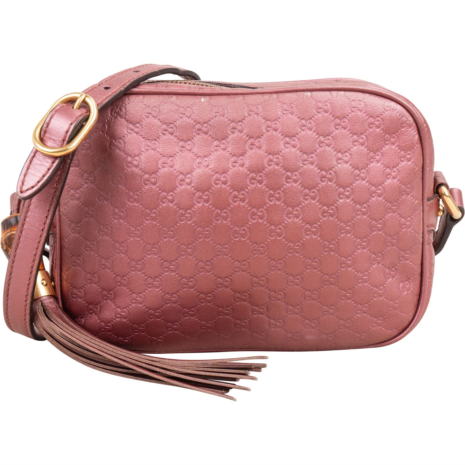 Gucci Microguccissima Metallic Leather Bamboo Crossbody Bag