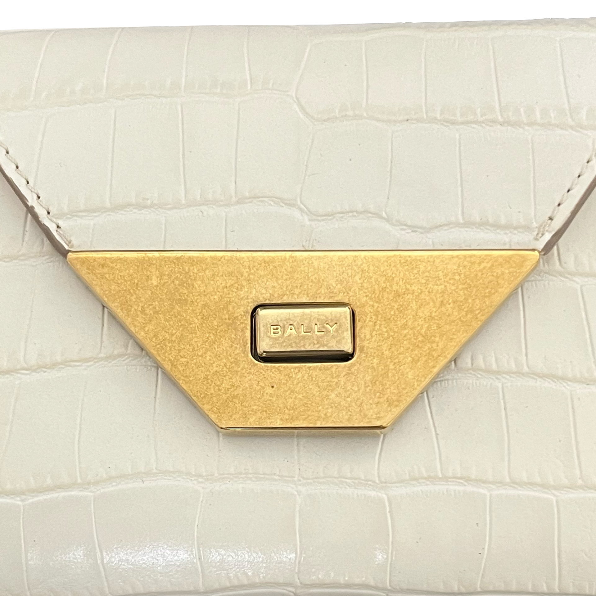 Bally - Bally Tilt Wallet In White Crocodile Print Leather - Wallet